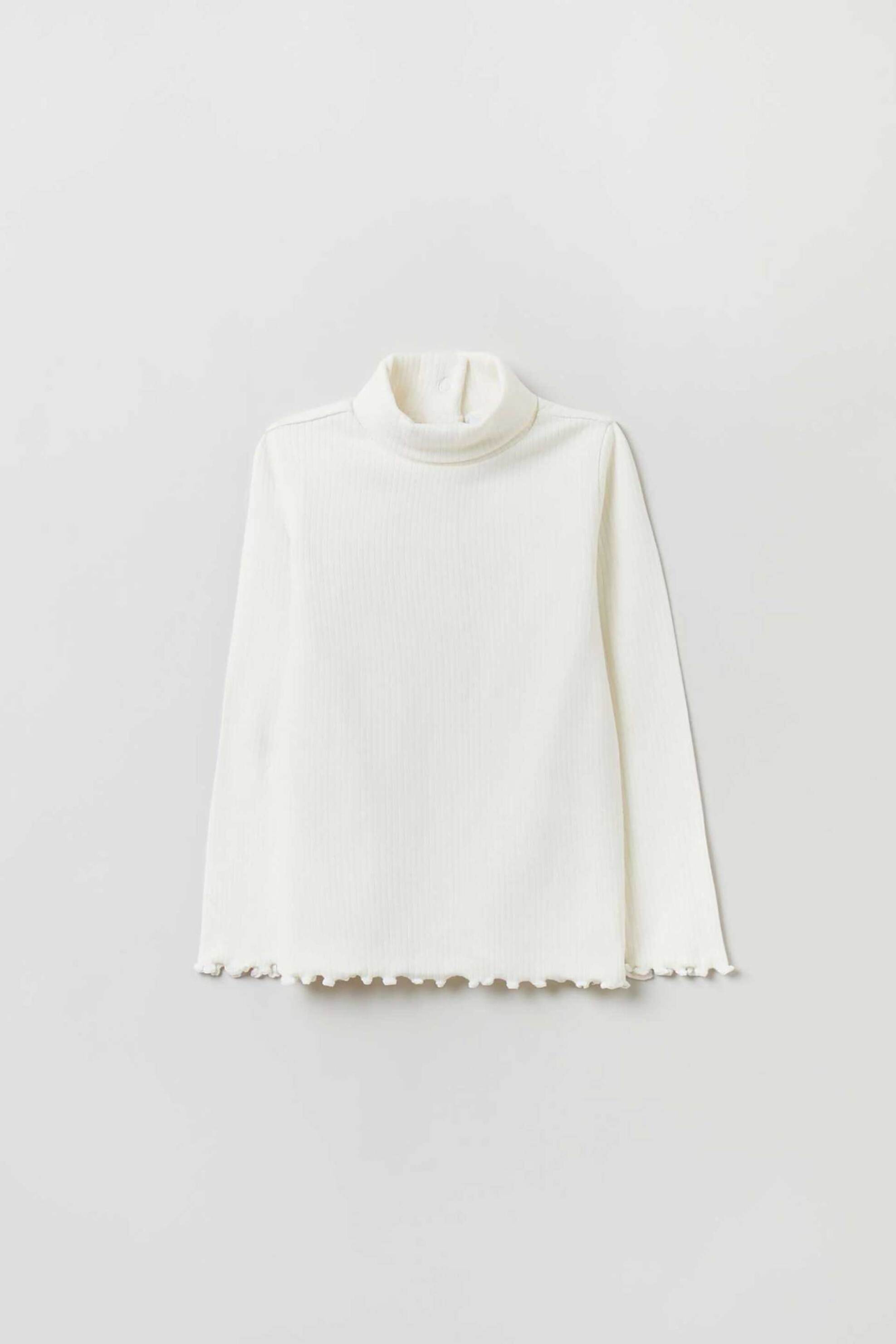 OVS παιδική μπλούζα βαμβακερή ribbed - 001910526 Λευκό