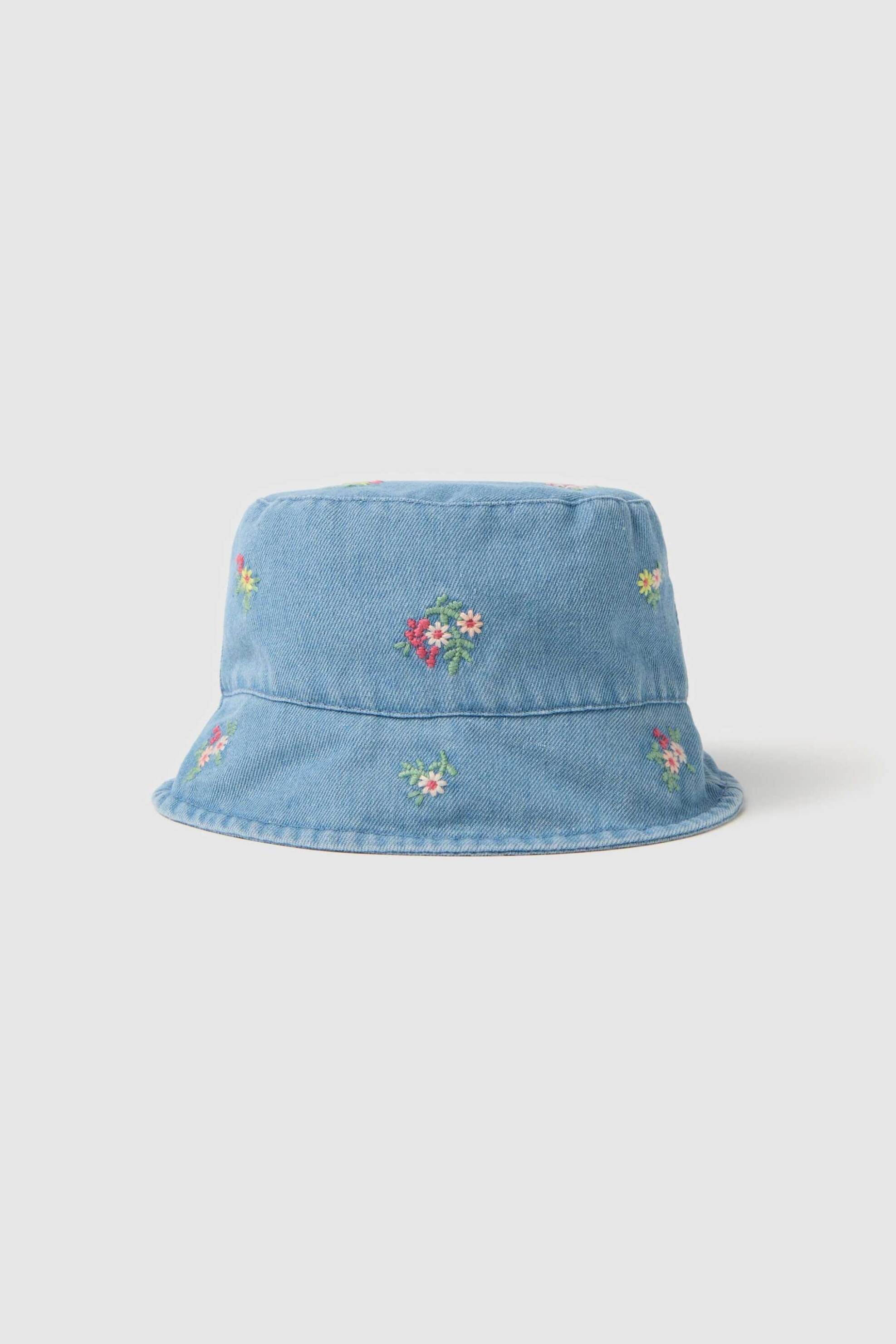 OVS βρεφικό denim καπέλο bucket με κέντημα λουλουδιών - 002268349 Denim Blue Ανοιχτό
