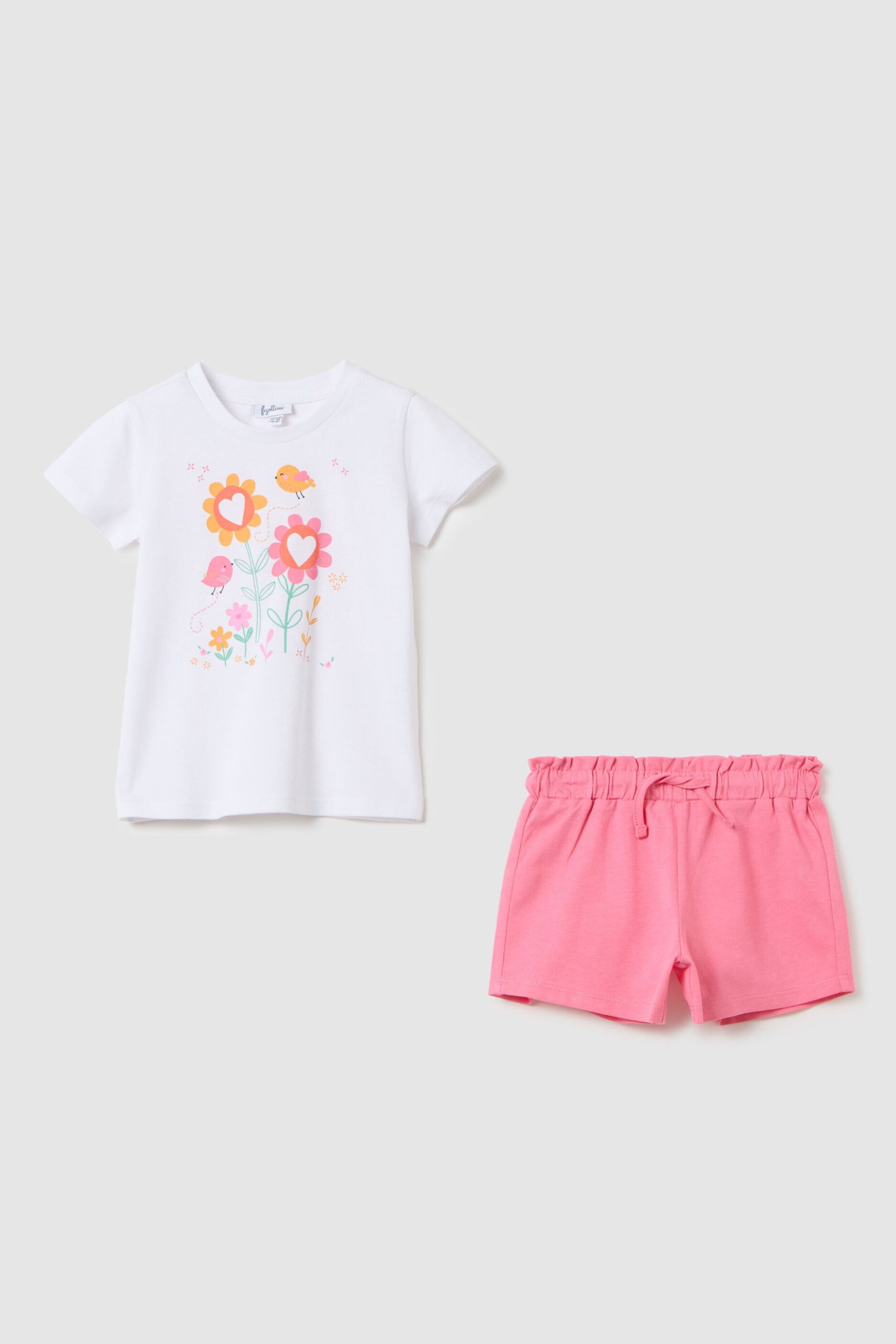 OVS βρεφικό σετ μπλούζα με floral print και σορτς (2 τεμάχια) - 002361504 Λευκό
