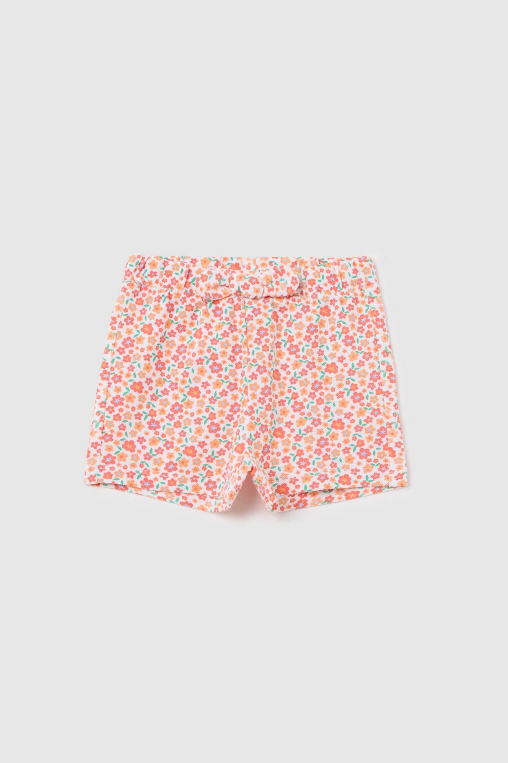 OVS βρεφικό σορτς με floral print Regular Fit - 002361541 Λευκό