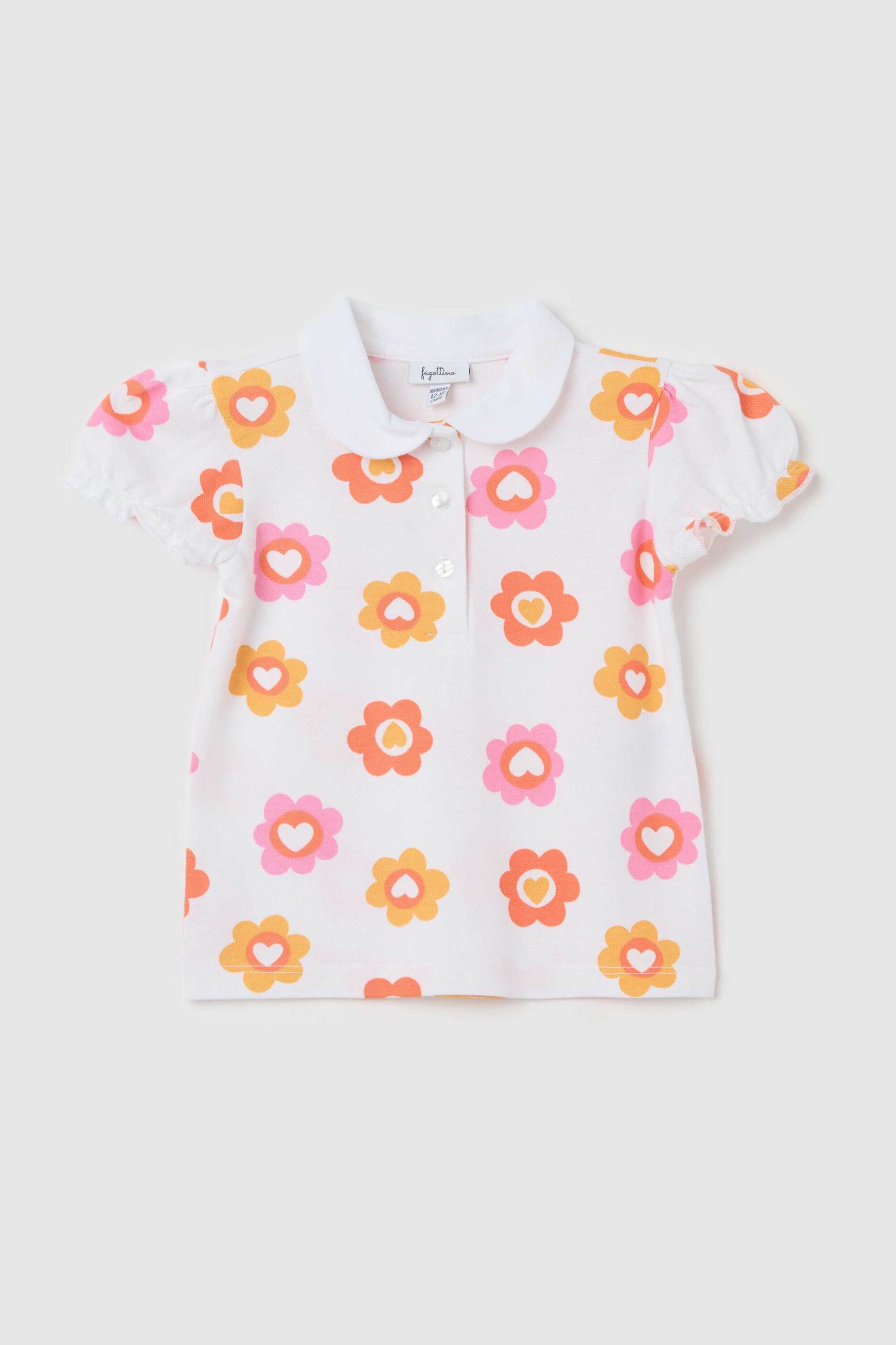 OVS βρεφική πόλο μπλούζα με floral print και γιακά - 002361610 Λευκό