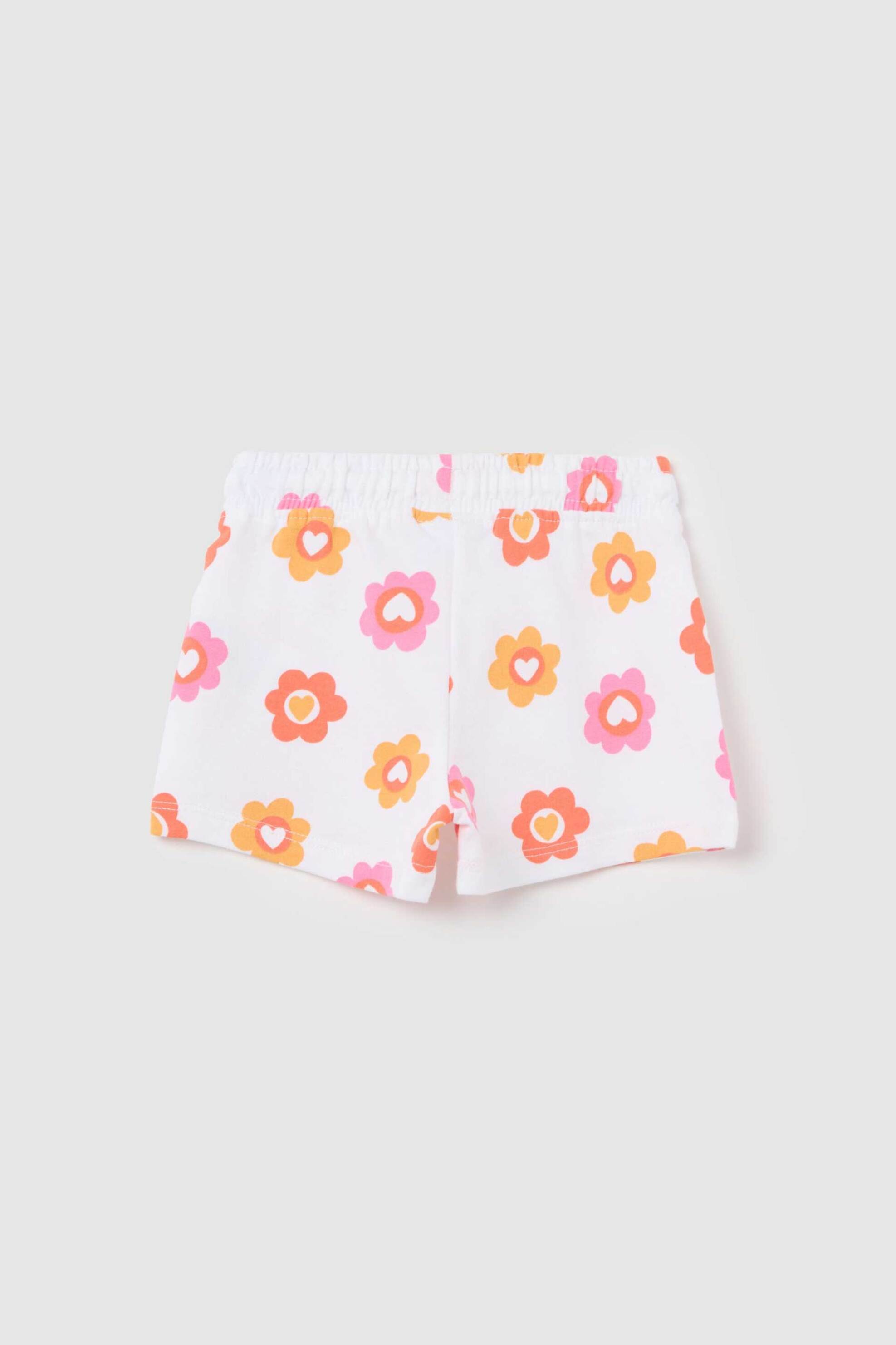 OVS βρεφικό σορτς με floral print - 002361951 Λευκό φωτογραφία