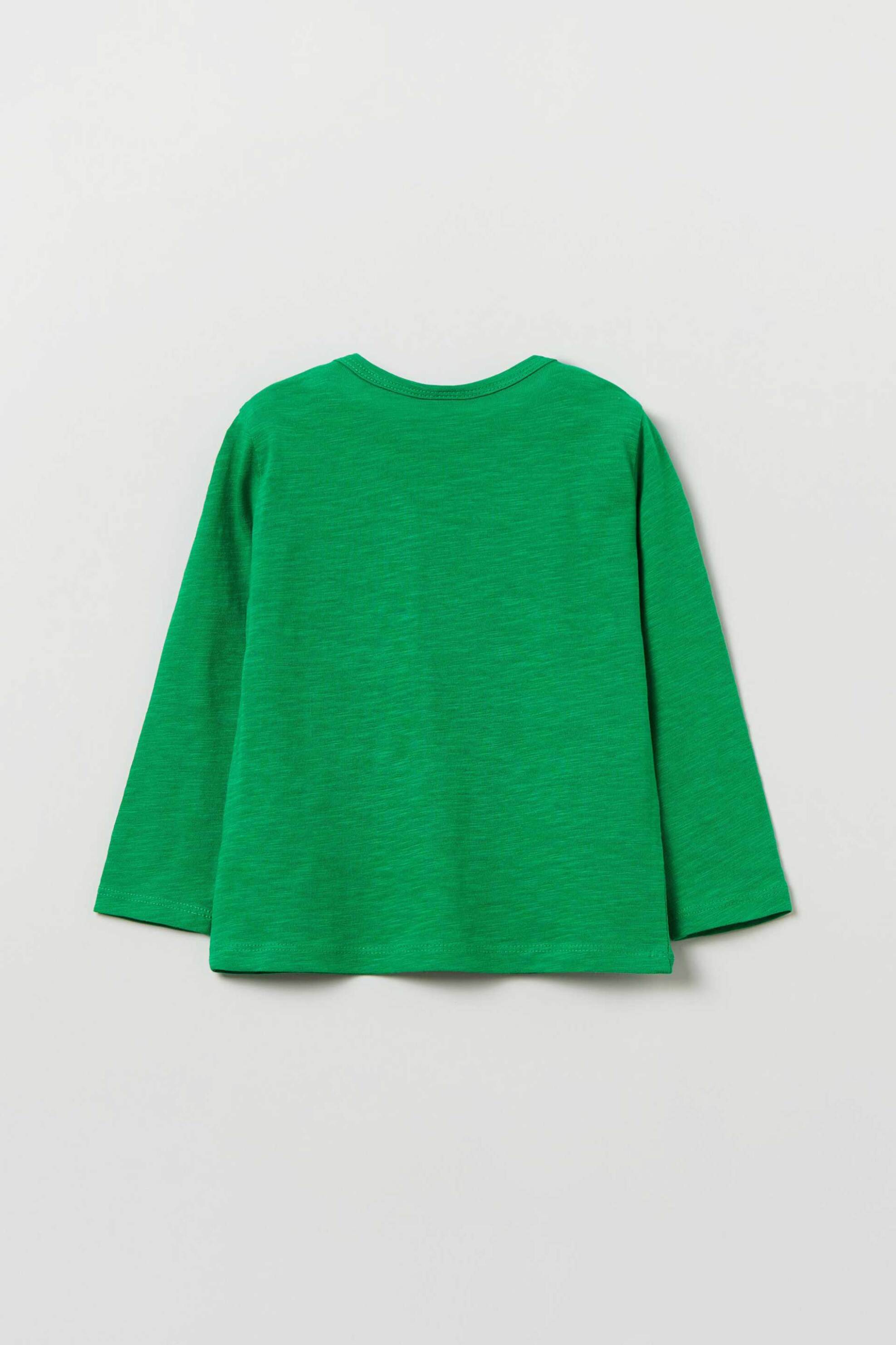 OVS παιδική βαμβακερή μπλούζα μονόχρωμη με τσέπη στο στήθος - 001819400 Πράσινο Σμαραγδί φωτογραφία