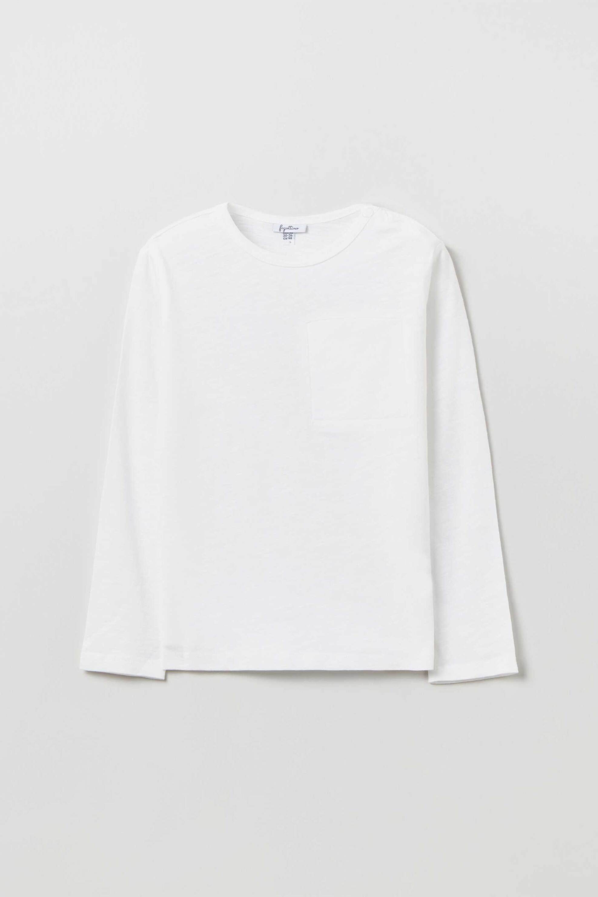 OVS KIDS OVS βρεφική βαμβακερή μπλούζα μονόχρωμη με τσέπη slip στο στήθος - 001819405 Λευκό