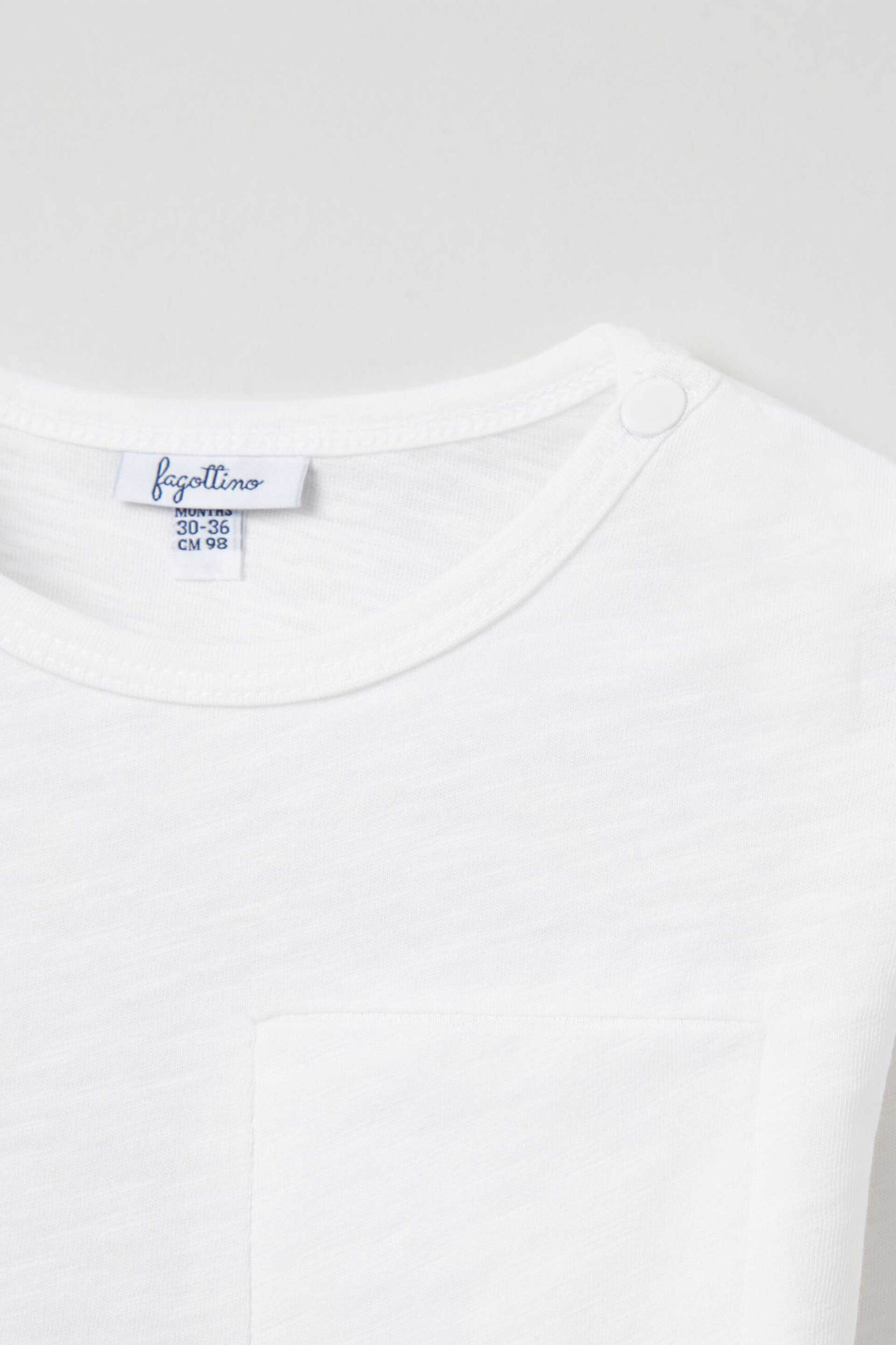 OVS βρεφική βαμβακερή μπλούζα μονόχρωμη με τσέπη slip στο στήθος - 001819405 Λευκό φωτογραφία