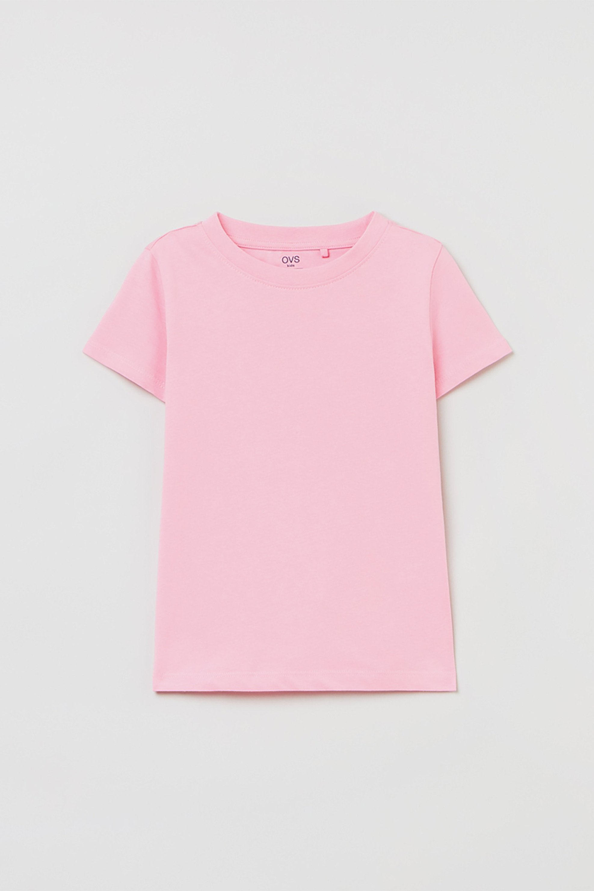 OVS παιδικό T-shirt μονόχρωμο με στρογγυλή λαιμόκοψη (3-10 ετών) - 001681249 Ροζ Ανοιχτό