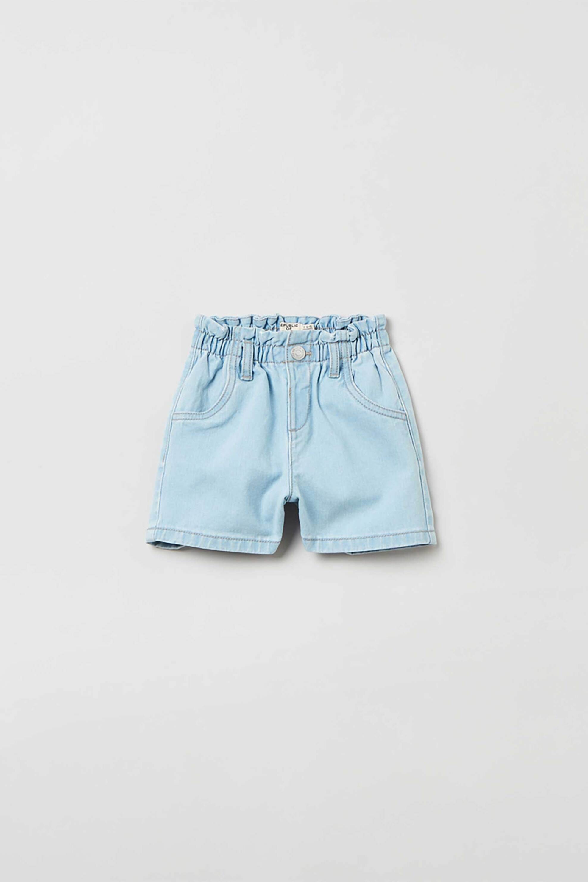 OVS παιδικό denim βαμβακερό σορτς μονόχρωμο με τσέπες μπροστά και ελαστική μέση - 001764578 Denim Blue Ανοιχτό