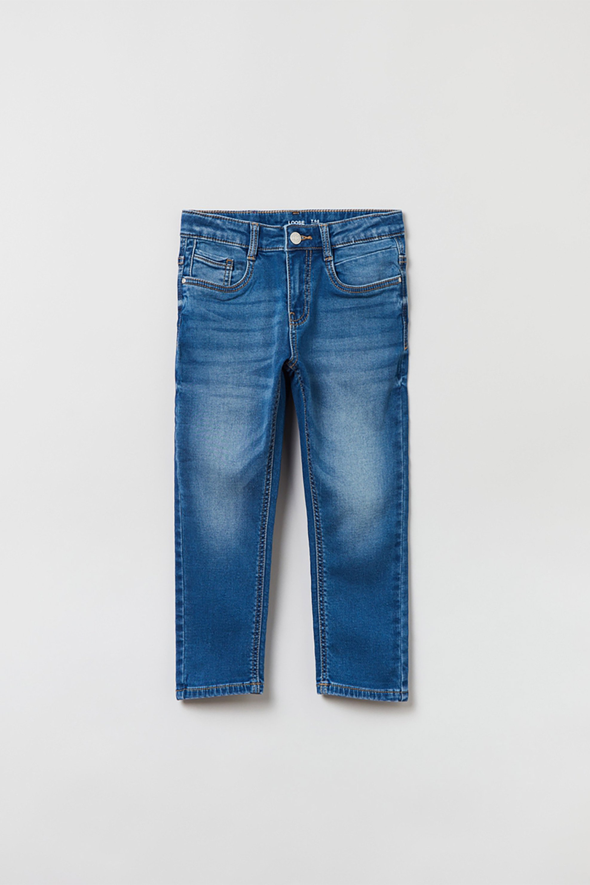 OVS KIDS OVS παιδικό τζην παντελόνι πεντάτσεπο με washed effects και θηλιές για ζώνη (3-10 ετών) - 001682763 Denim Blue