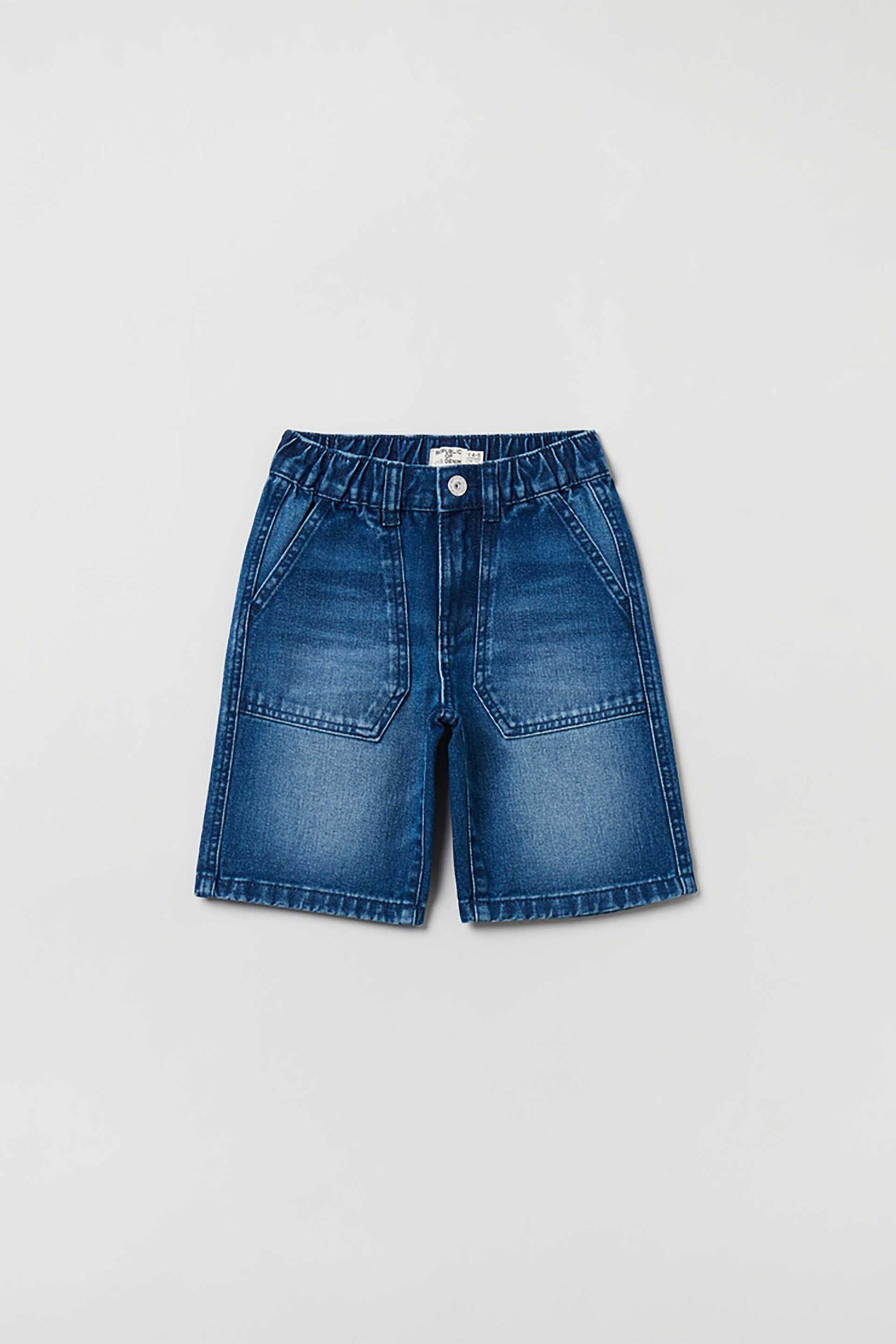 OVS παιδική denim βερμούδα με ελαστική μέση και washed effect - 001758168 Denim Blue Σκούρο