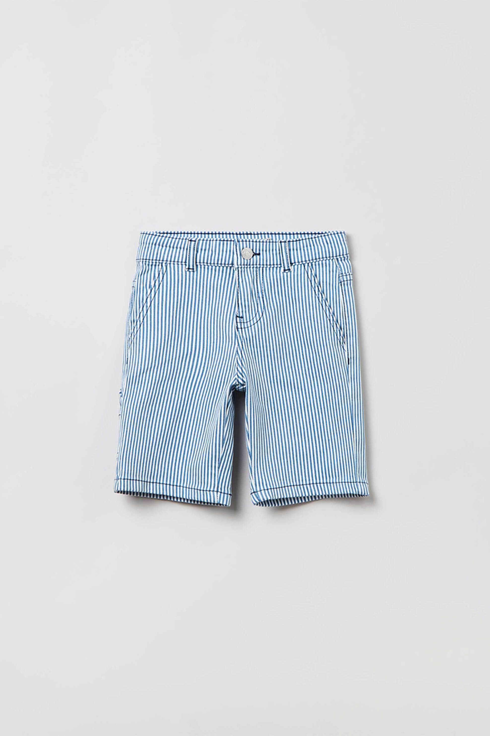 OVS παιδικό denim σορτς με ριγέ μοτίβο και τσέπες - 001769736 Λευκό - Μπλε