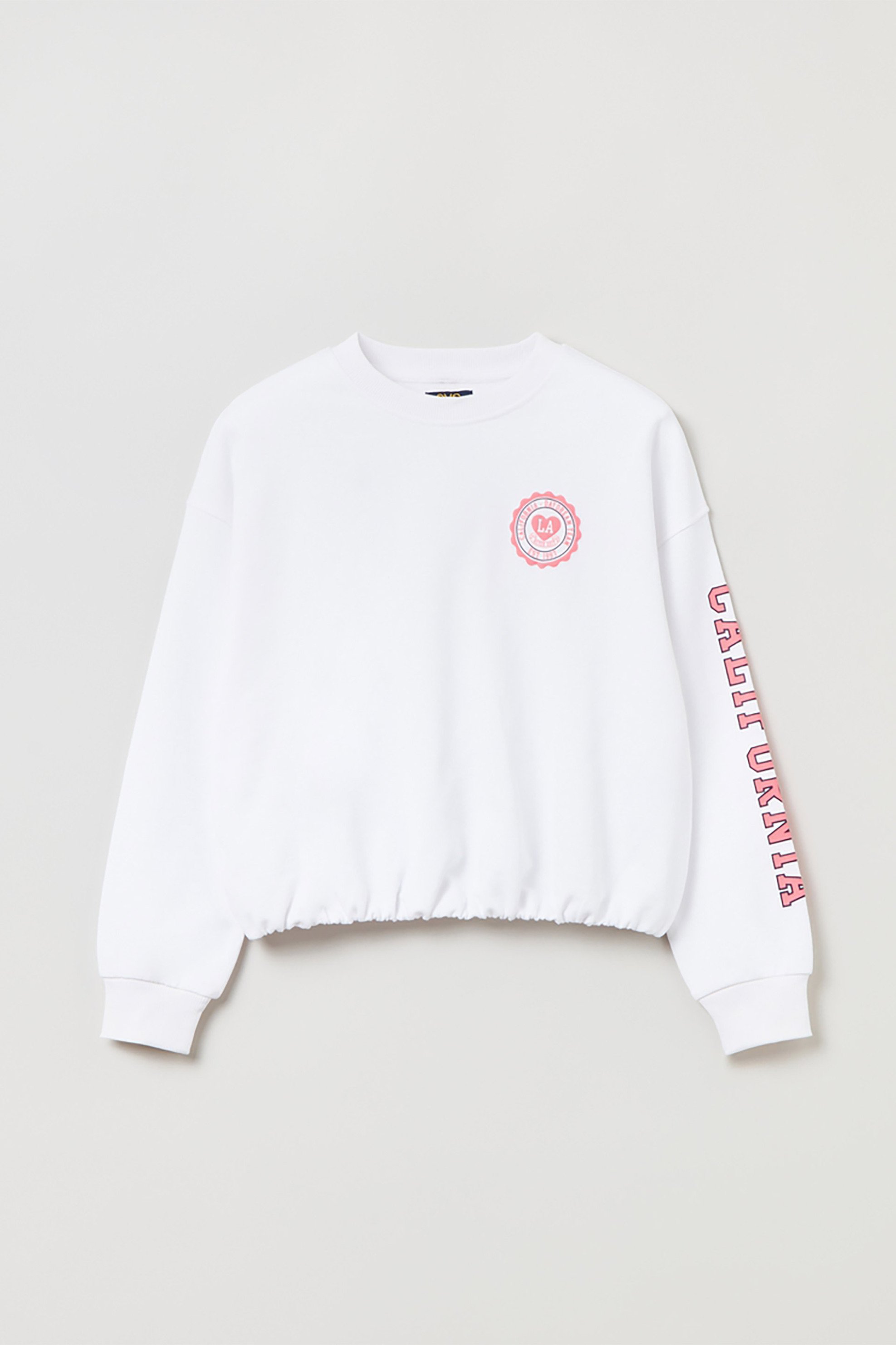 OVS παιδική μπλούζα φούτερ crop με contrast lettering μπροστά και στο μανίκι (10-15 ετών) - 001683840 Λευκό