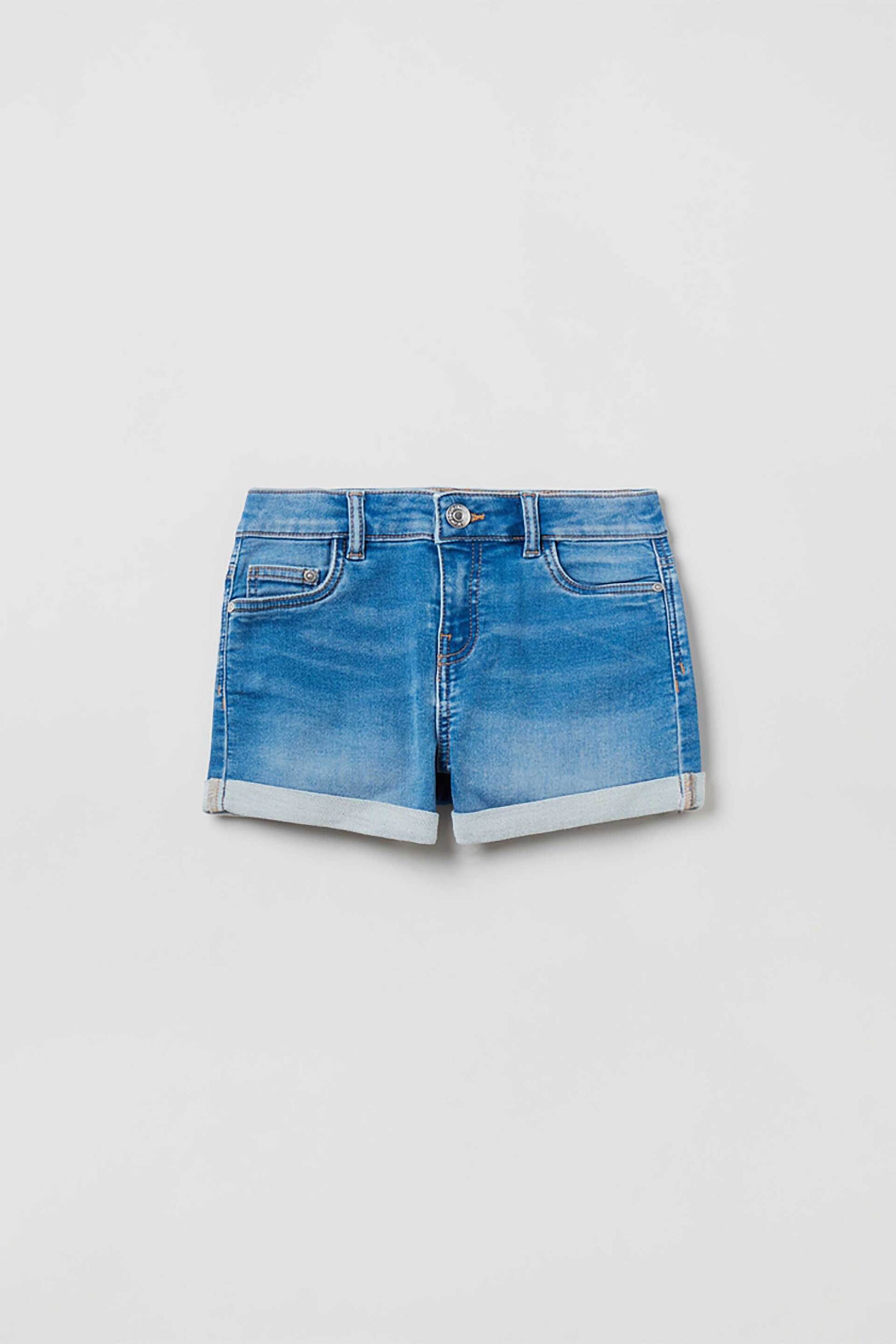 OVS παιδικό denim σορτς πεντάτσεπο μονόχρωμο με ρεβέρ στο τελείωμα - 001763339 Denim Blue
