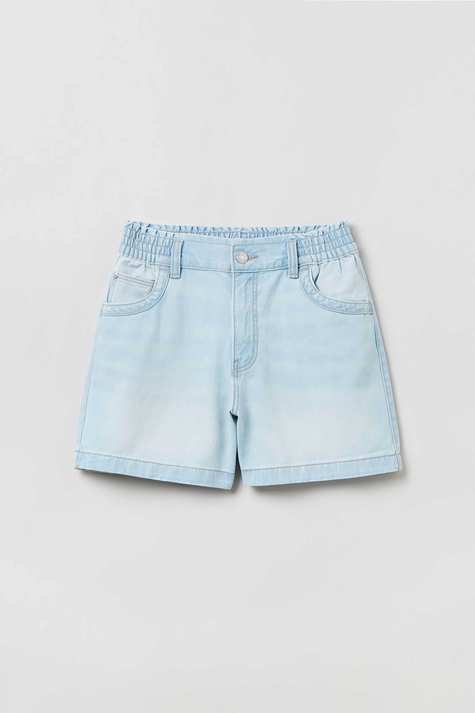 OVS παιδικό βαμβακερό denim σορτς πεντάτσεπο μονόχρωμο με ελαστική μέση - 001763349 Denim Blue Ανοιχτό