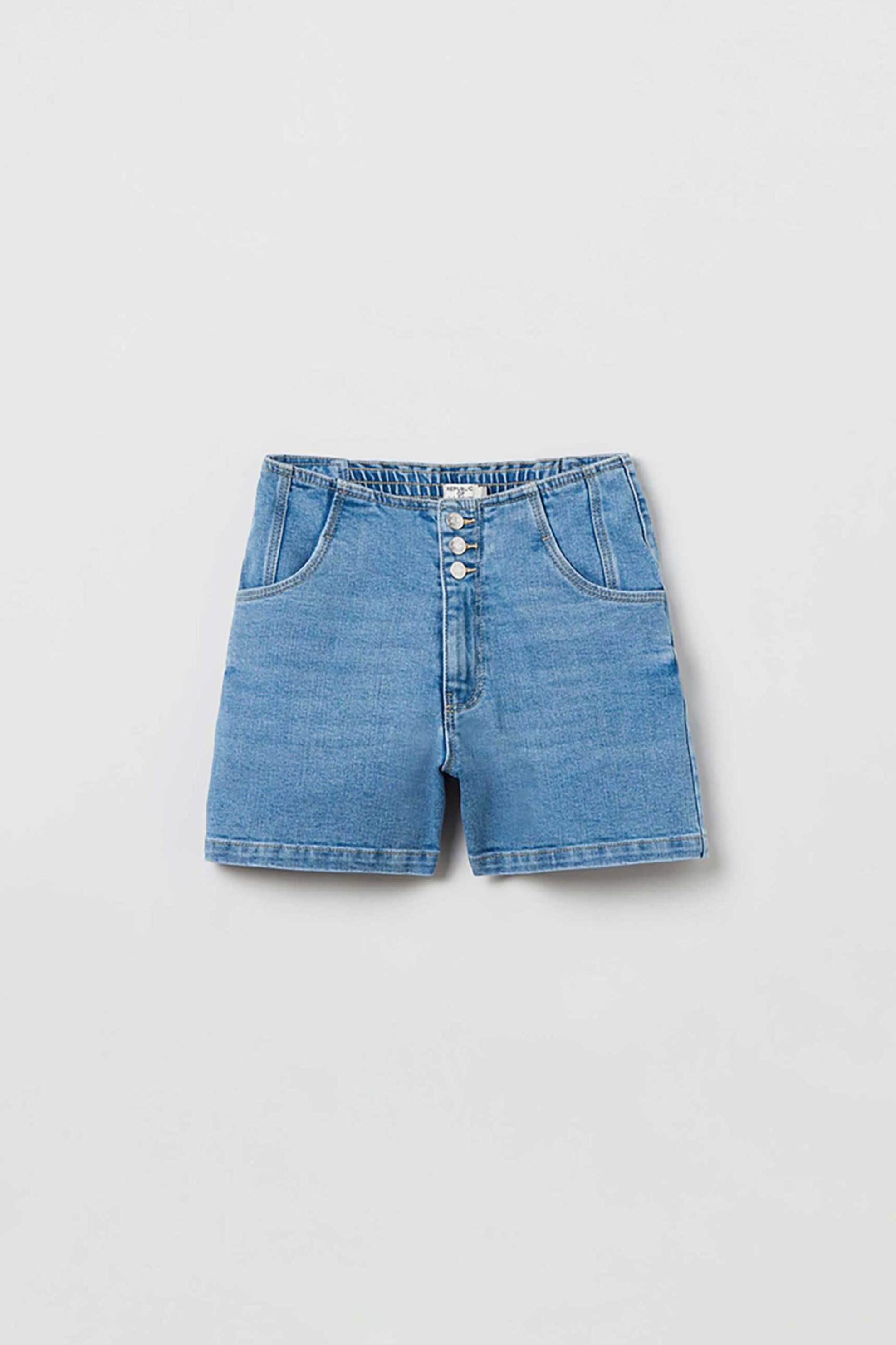 OVS παιδικό denim σορτς μονόχρωμο με τσέπες και λάστιχο στην μέση - 001756413 Denim Blue