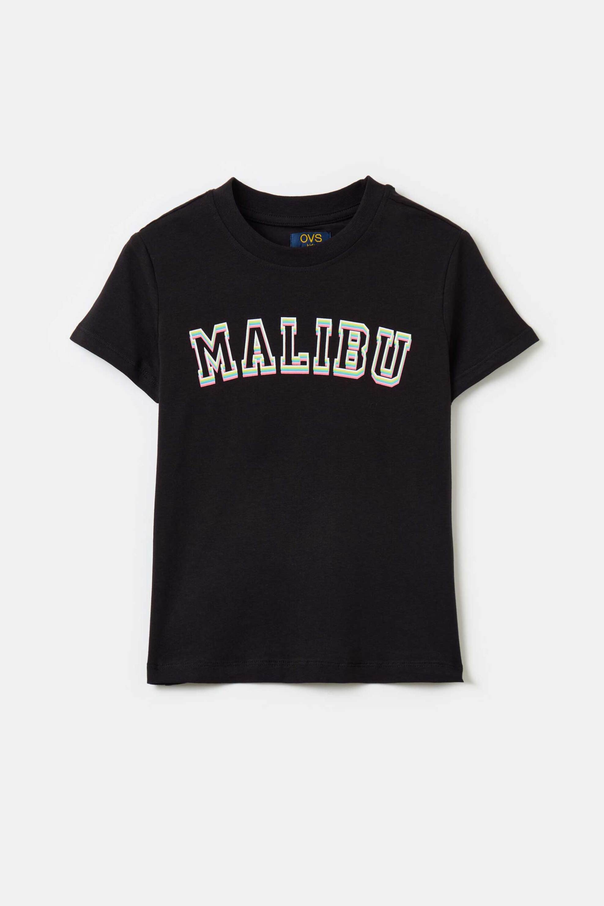 OVS παιδικό T-shirt μονόχρωμο με printed lettering - 002018340 Μαύρο
