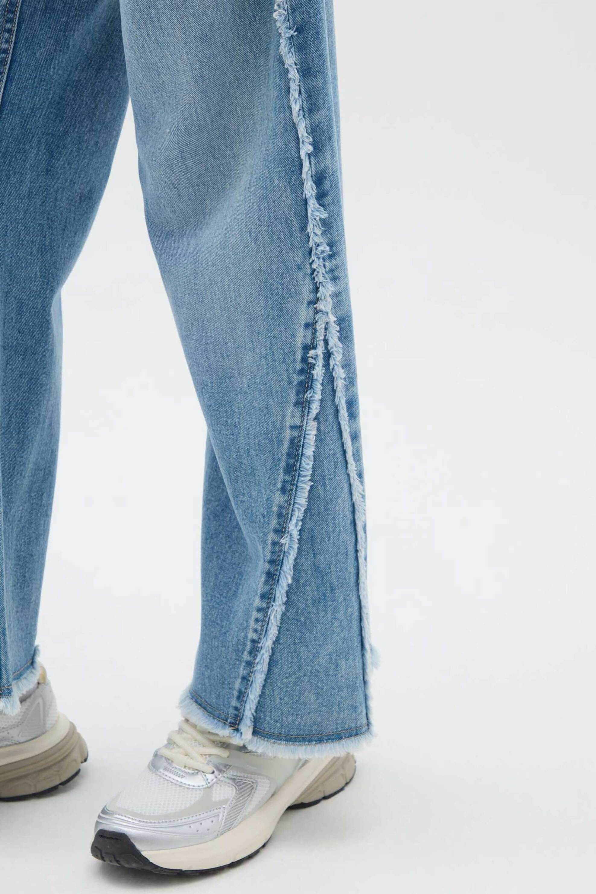 OVS παιδικό τζιν παντελόνι πεντάτσεπο και λεπτομέρειες με ξέφτια Regular Fit - 002415327 Μπλε Σκούρο φωτογραφία