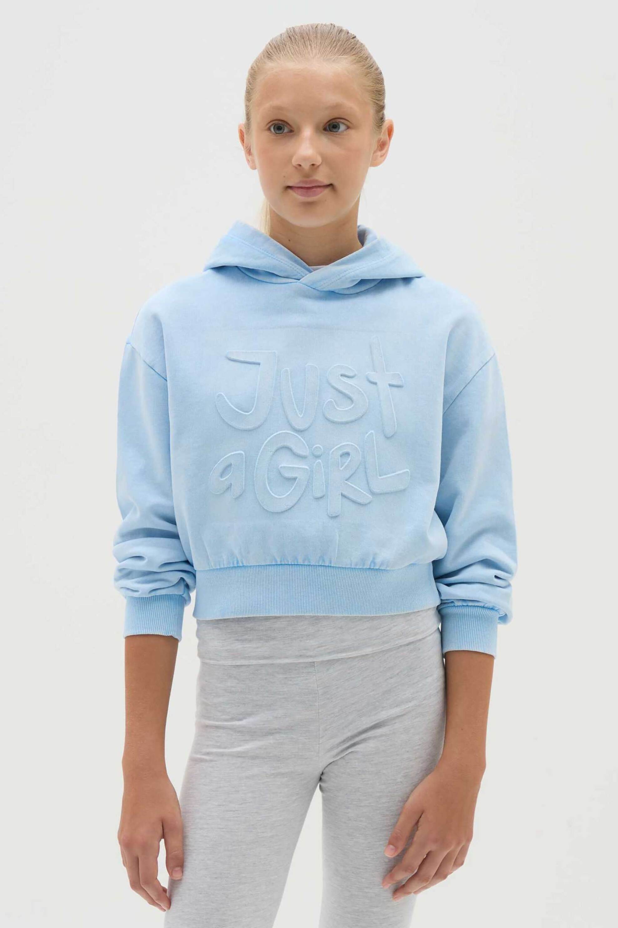 OVS KIDS OVS παιδική μπλούζα φούτερ με κουκούλα και lettering Relaxed Fit - 002415367 Μπλε