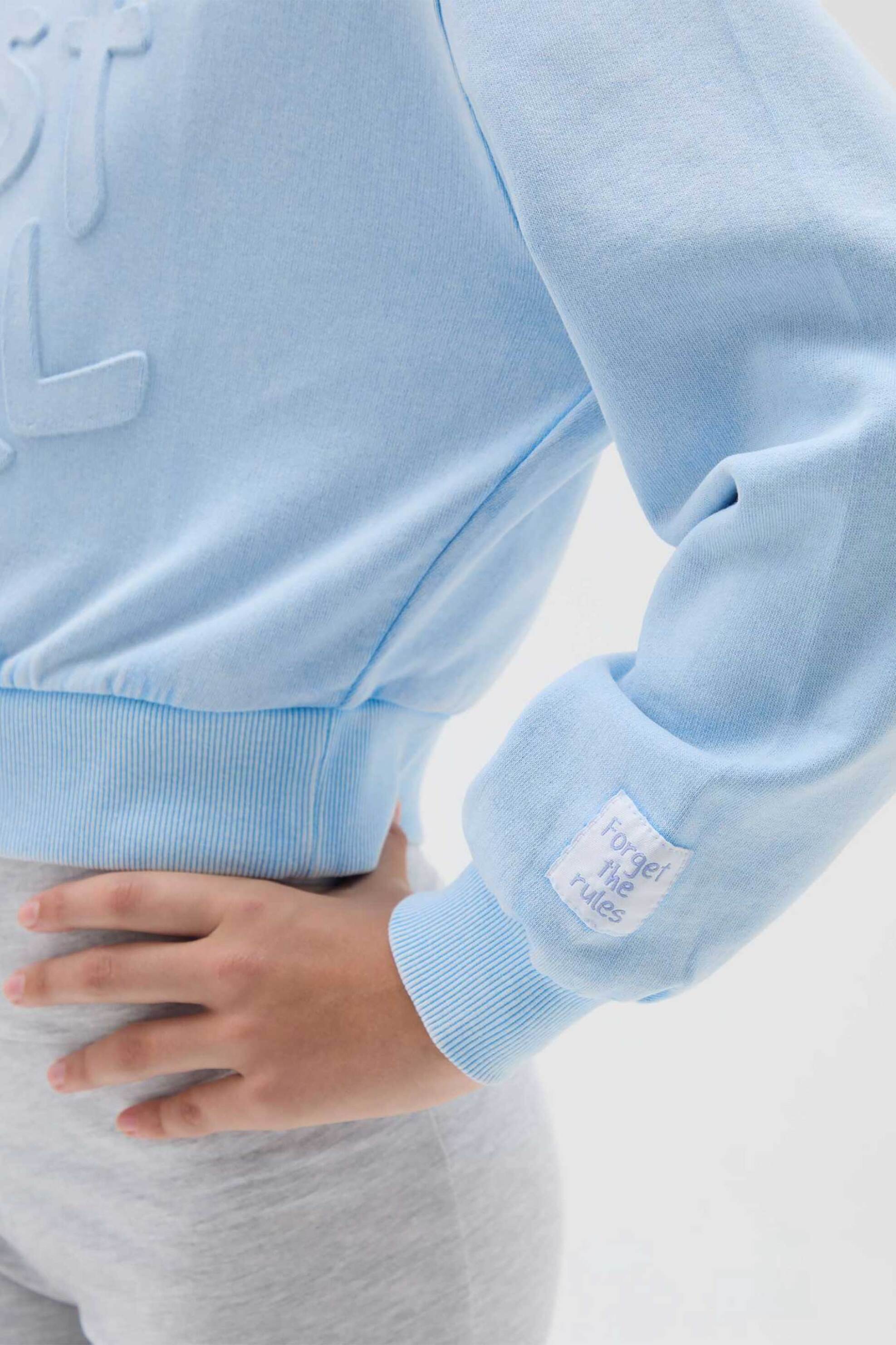 OVS παιδική μπλούζα φούτερ με κουκούλα και lettering Relaxed Fit - 002415367 Μπλε φωτογραφία