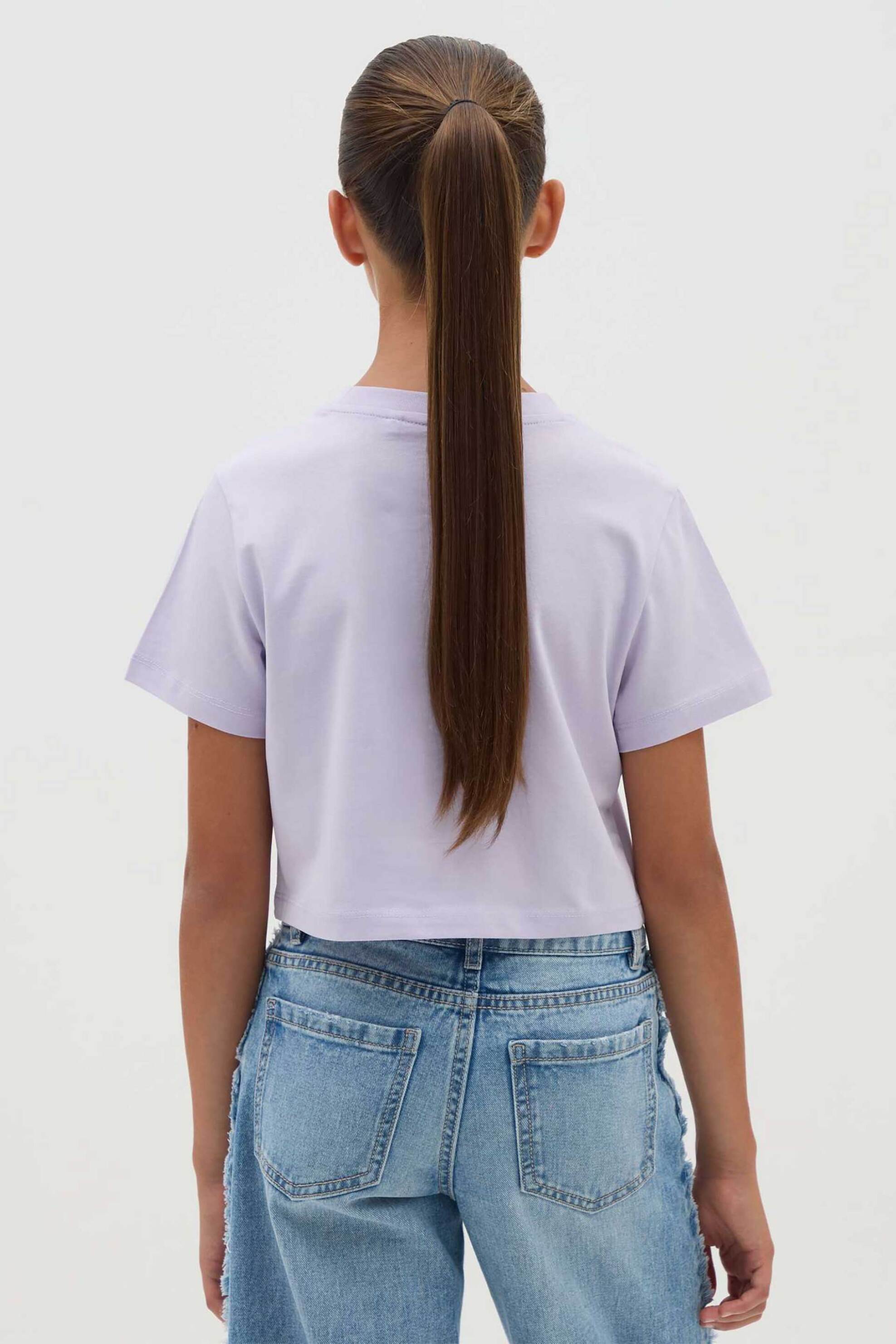 OVS παιδικό T-shirt μονόχρωμο Regular Fit - 002438277 Λιλά φωτογραφία