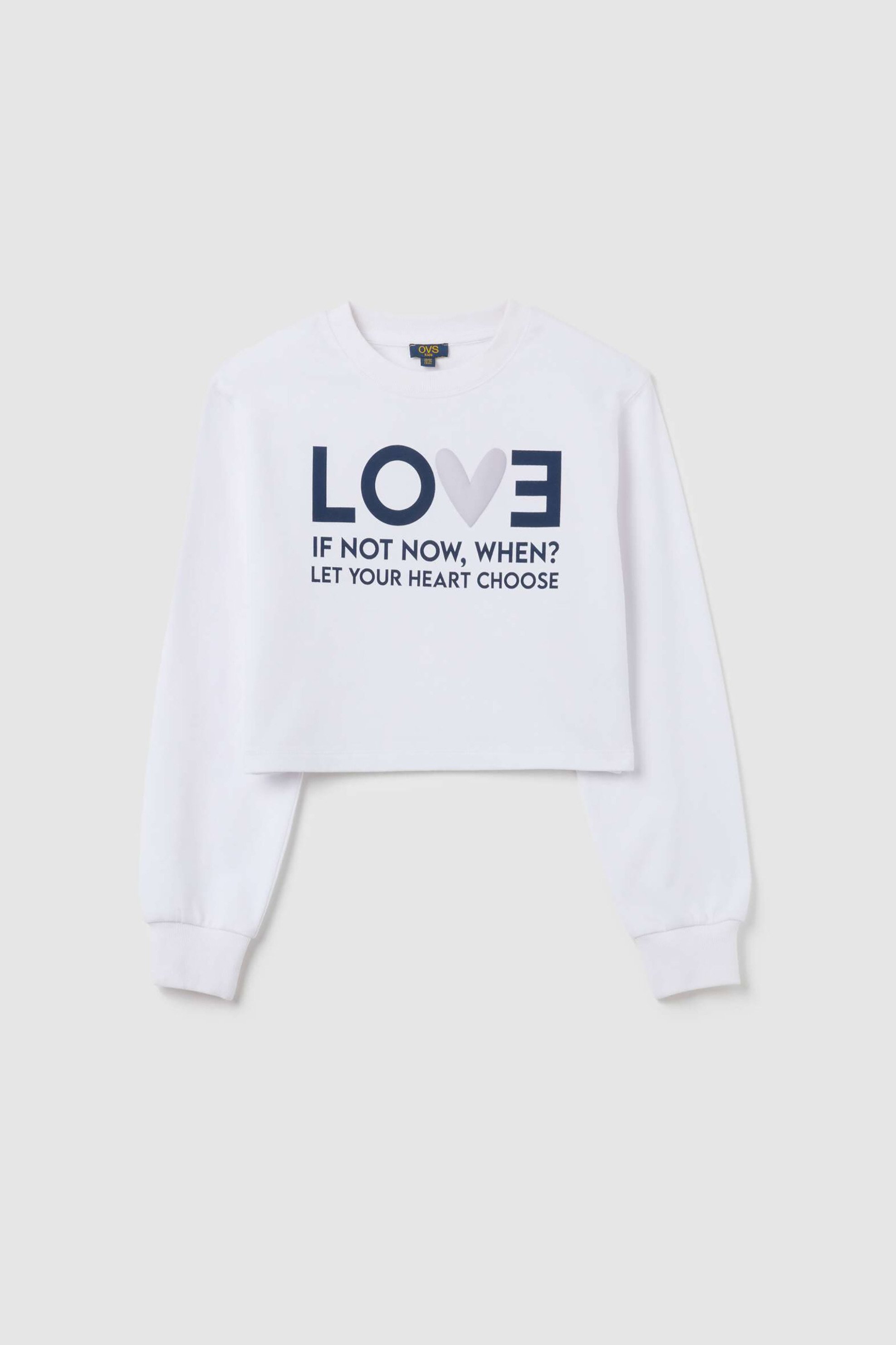 OVS KIDS OVS παιδική μπλούζα φούτερ με lettering Regular Fit - 002442706 Λευκό