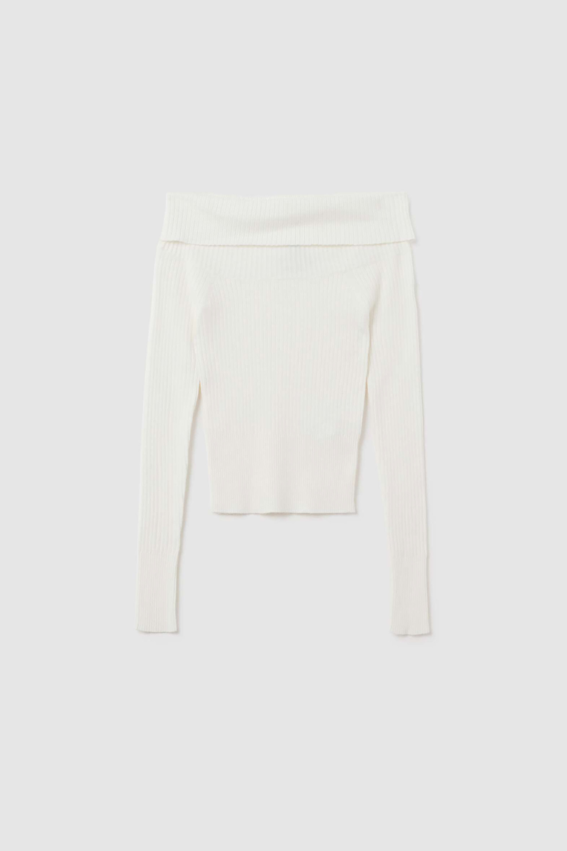 OVS παιδική μπλούζα με Carmen λαιμόκοψη μονόχρωμη - 002443992 Λευκό φωτογραφία