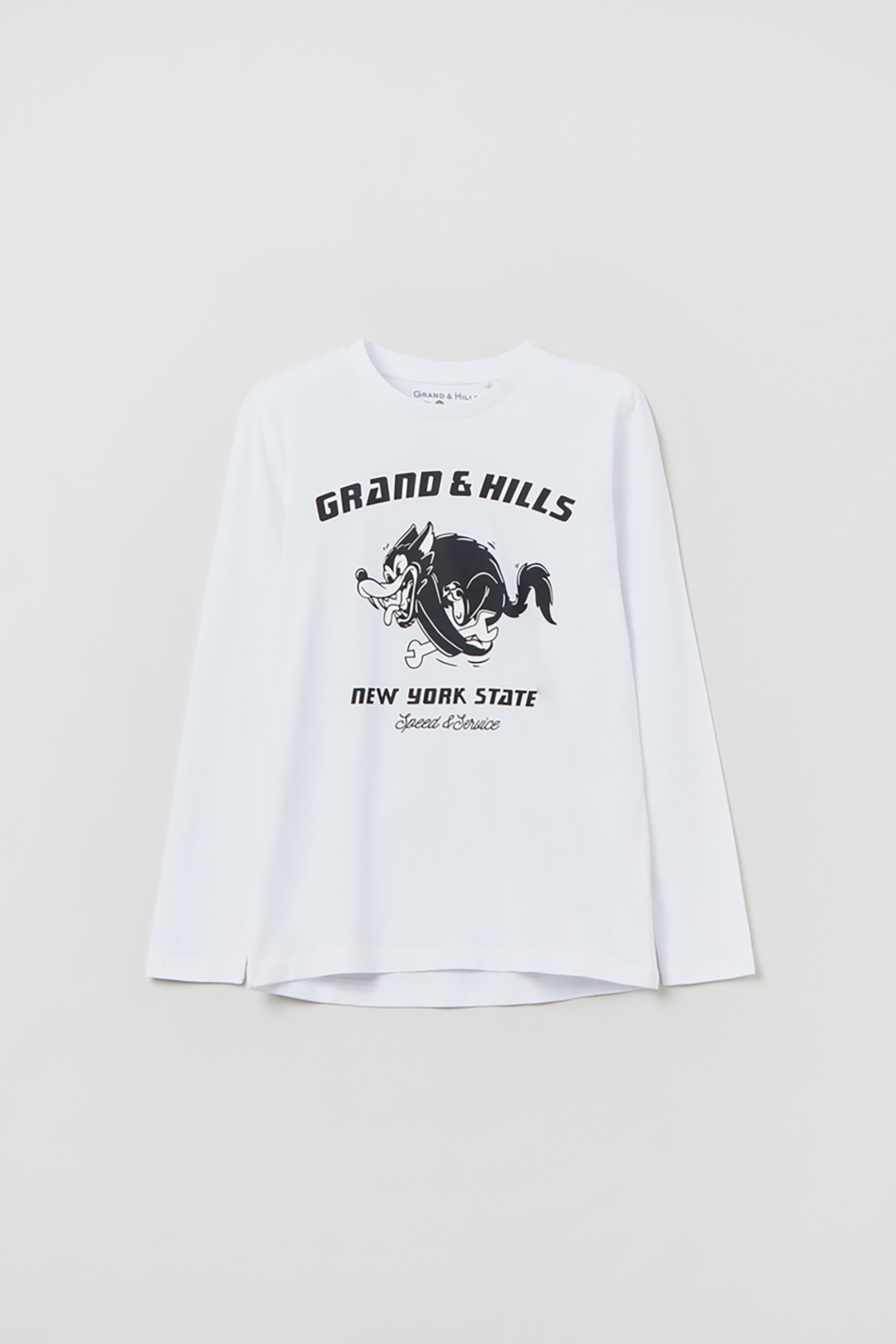OVS παιδική μπλούζα με Grand & Hills print στο στήθος και μακρύ μανίκι (10-15 ετών) - 001705027 Λευκό