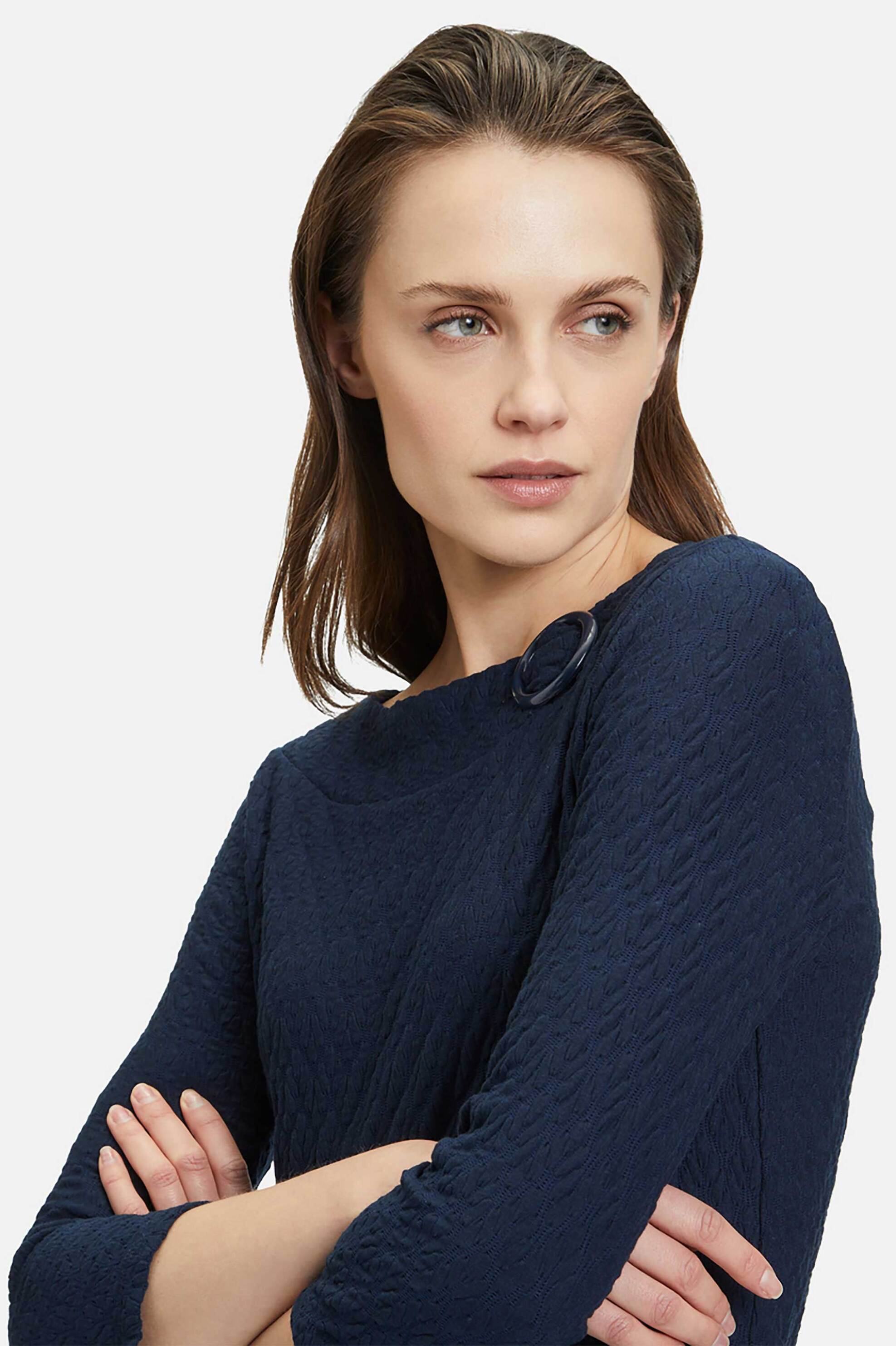 Betty Barclay γυναικεία μπλούζα μονόχρωμη με ανάγλυφο σχέδιο - 2035/2502 Μπλε Σκούρο φωτογραφία