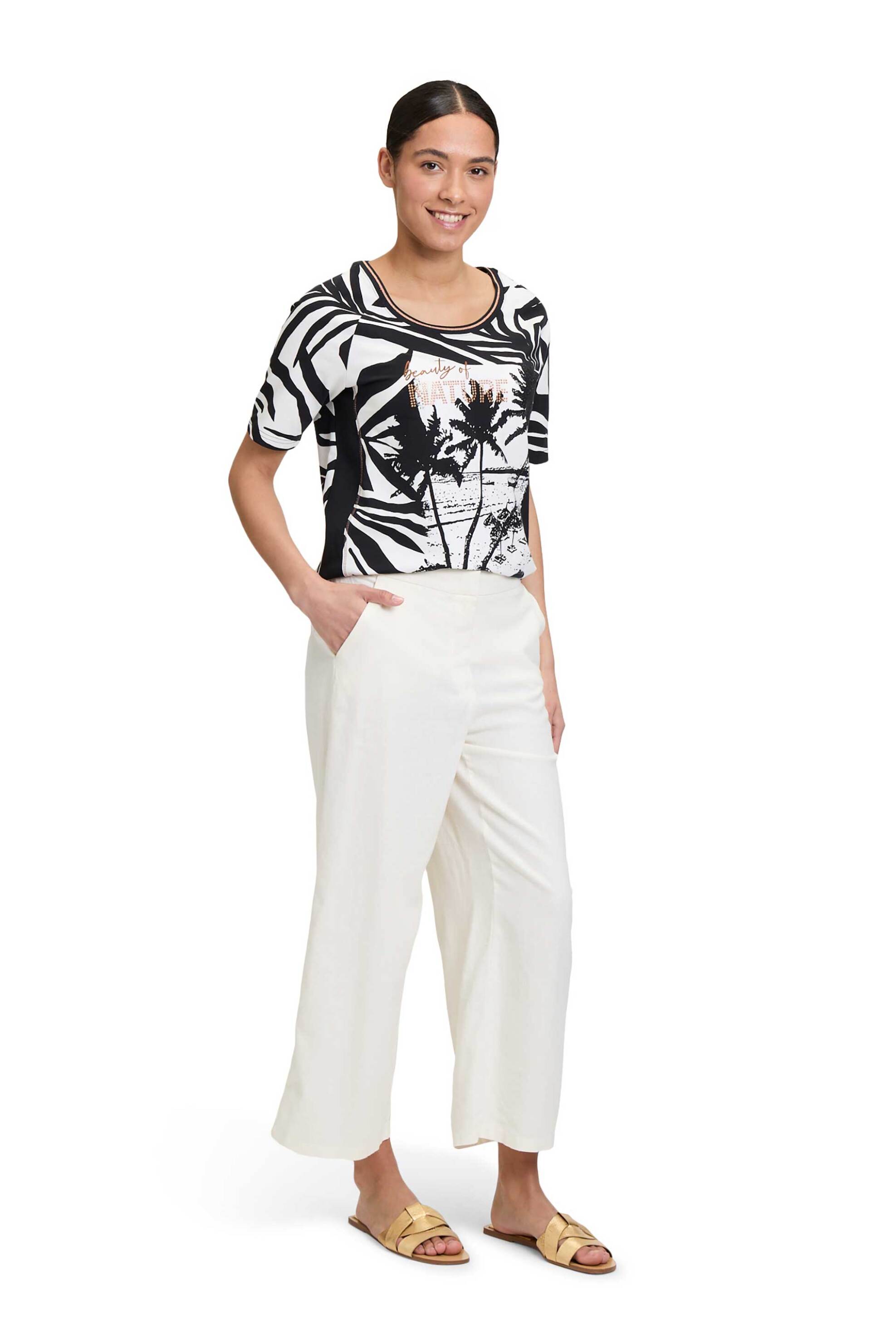 Betty Barclay γυναικείο T-shirt με floral print - 2433/1281 Ασπρόμαυρο