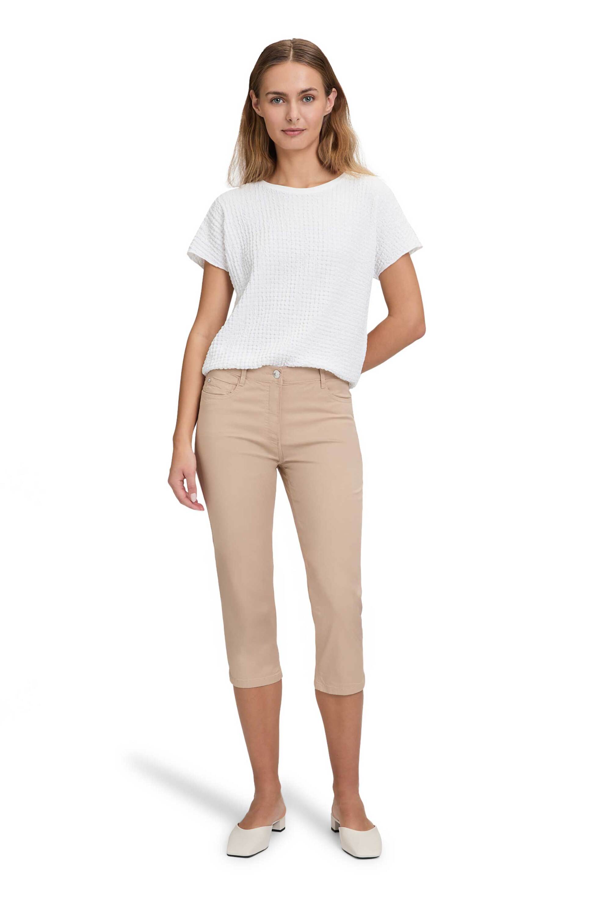 BETTY BARCLAY Betty Barclay γυναικείο παντελόνι κάπρι μονόχρωμο Slim Fit - 6042/1200 Μπεζ