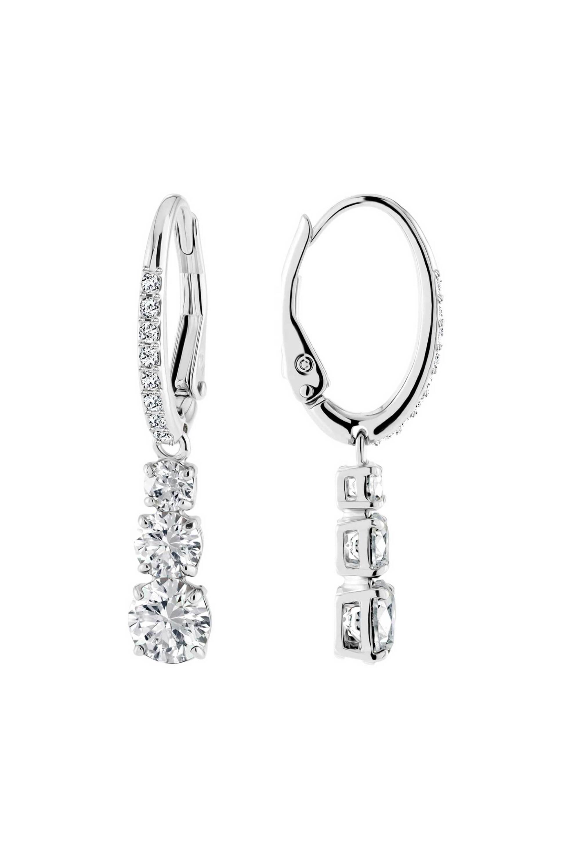 Swarovski γυναικείοι κρίκοι στρογγυλή κοπή, λευκά, επιμετάλλωση ροδίου 