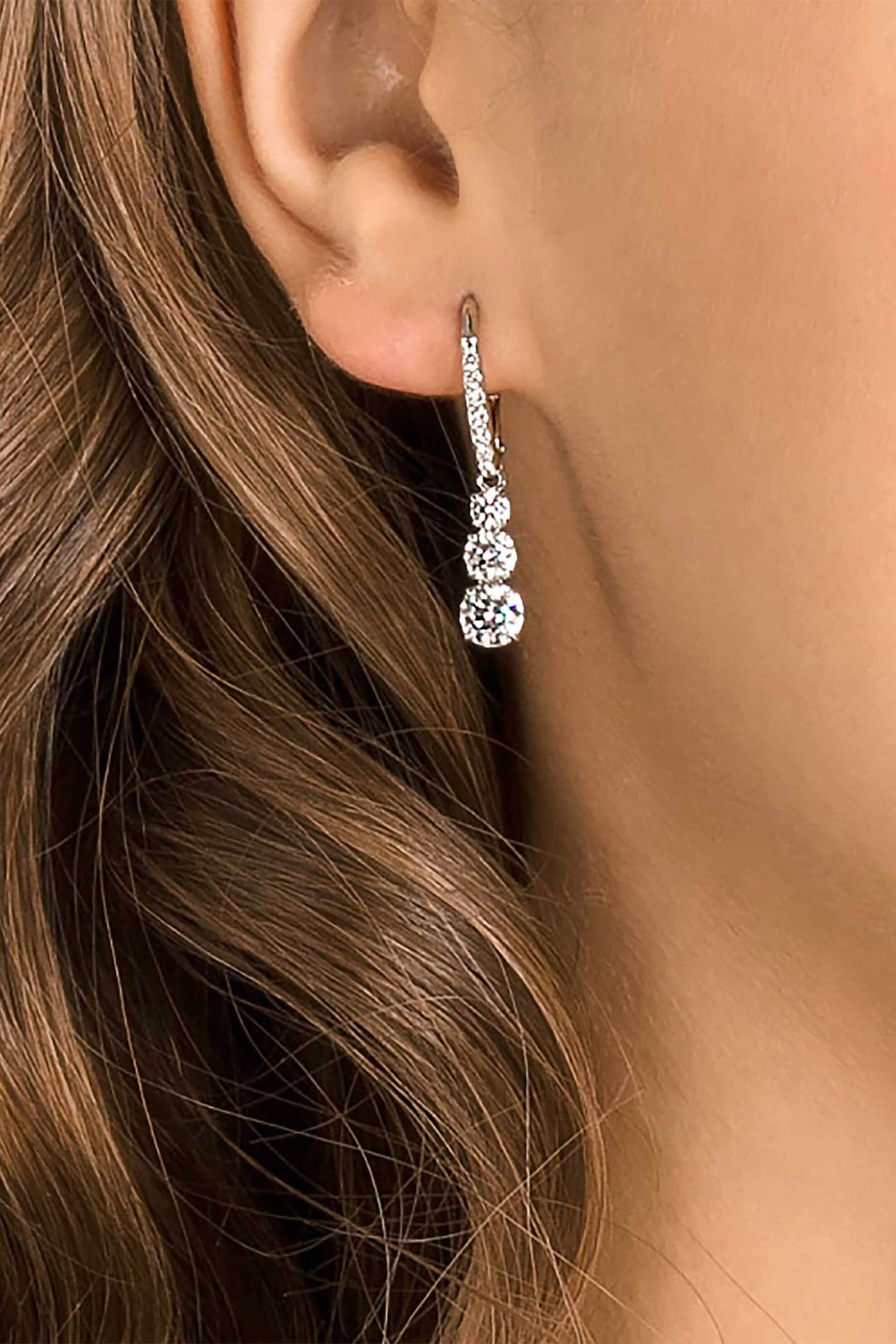Swarovski Γυναικείοι Κρίκοι Στρογγυλή Κοπή Λευκά Επιμετάλλωση Ροδίου Stilla Attract - 5416155