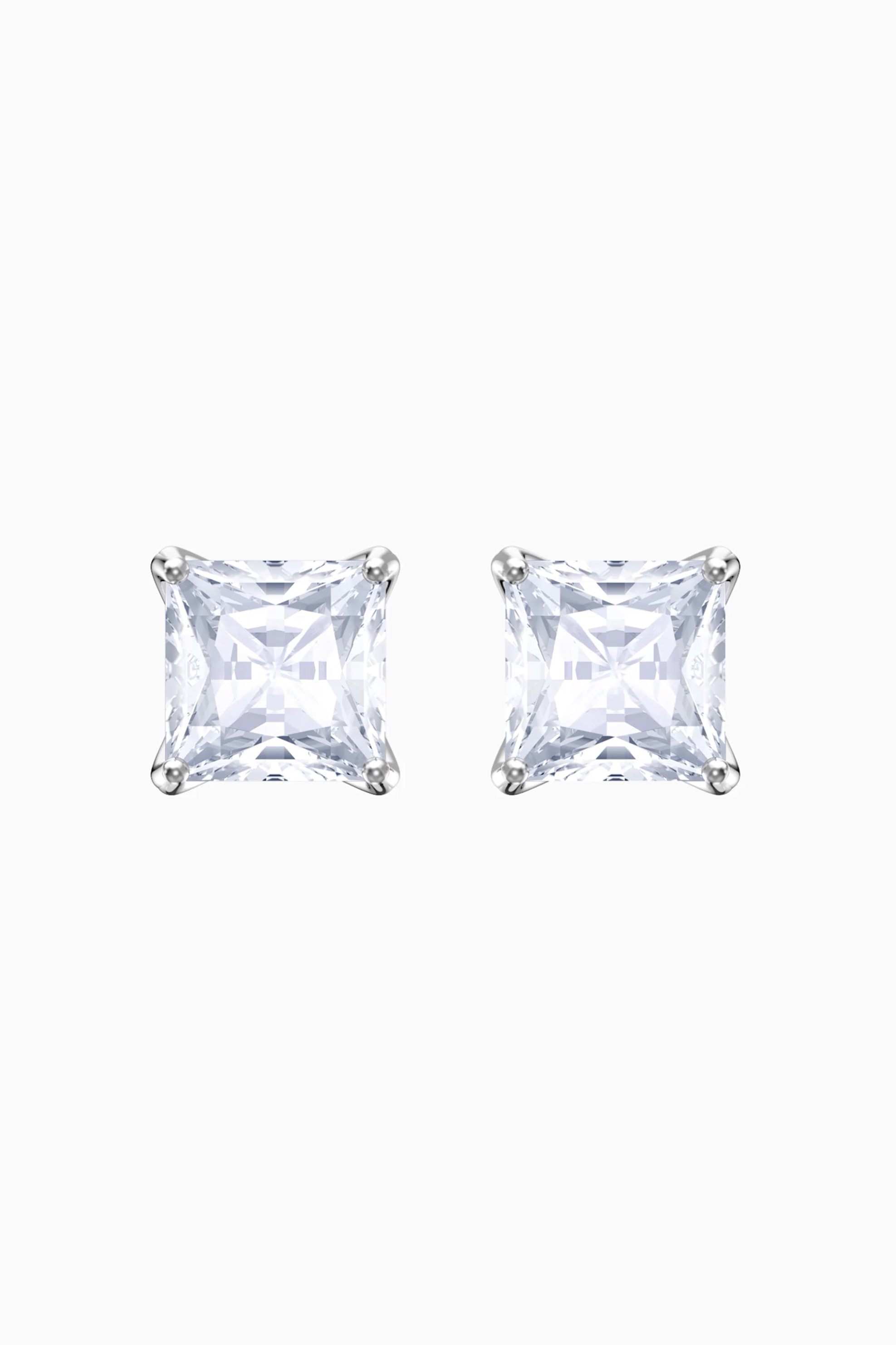 Swarovski Attract Stud Pierced Earrings, White, Rhodium plated - 5430365