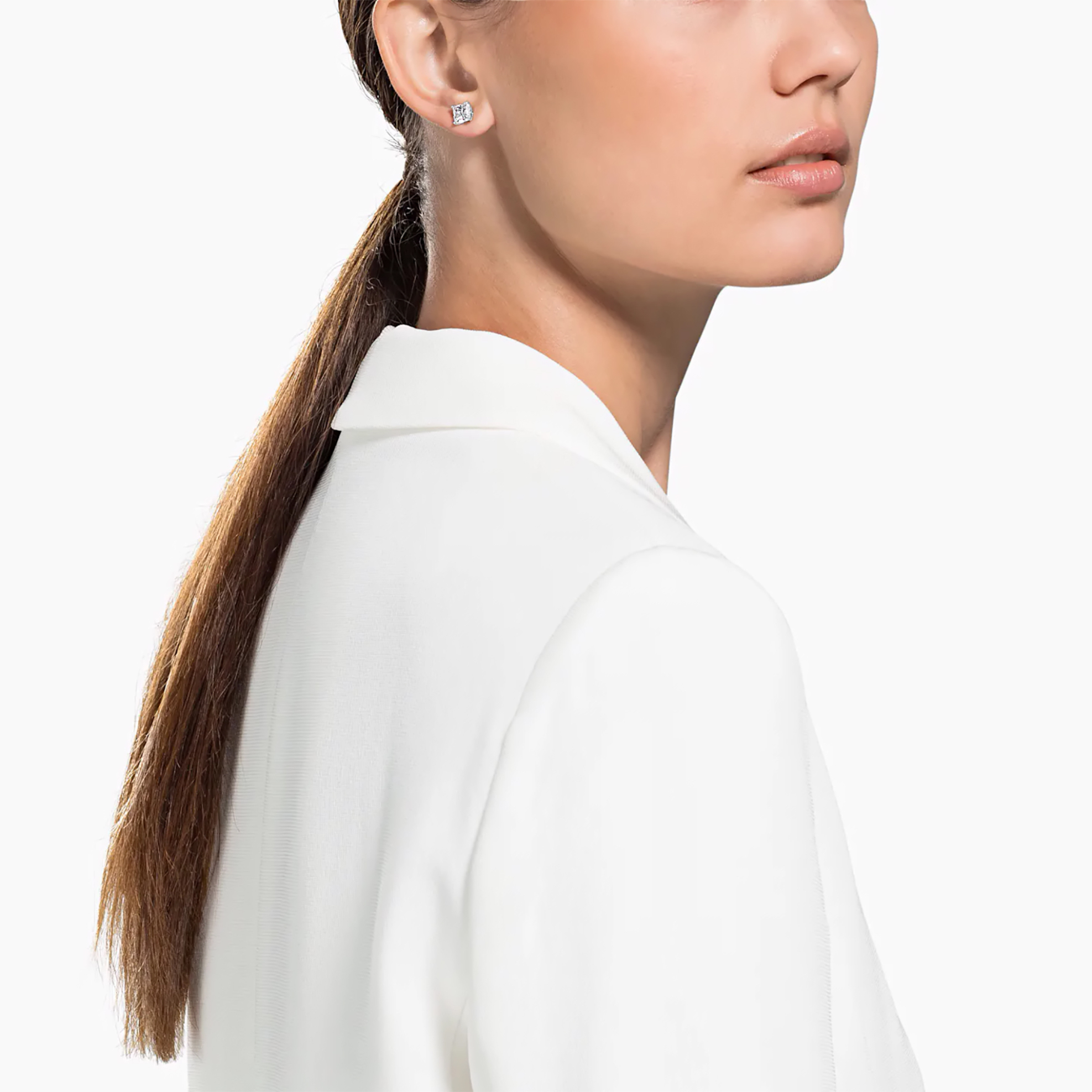 Swarovski Attract Stud Pierced Earrings, White, Rhodium plated - 5430365