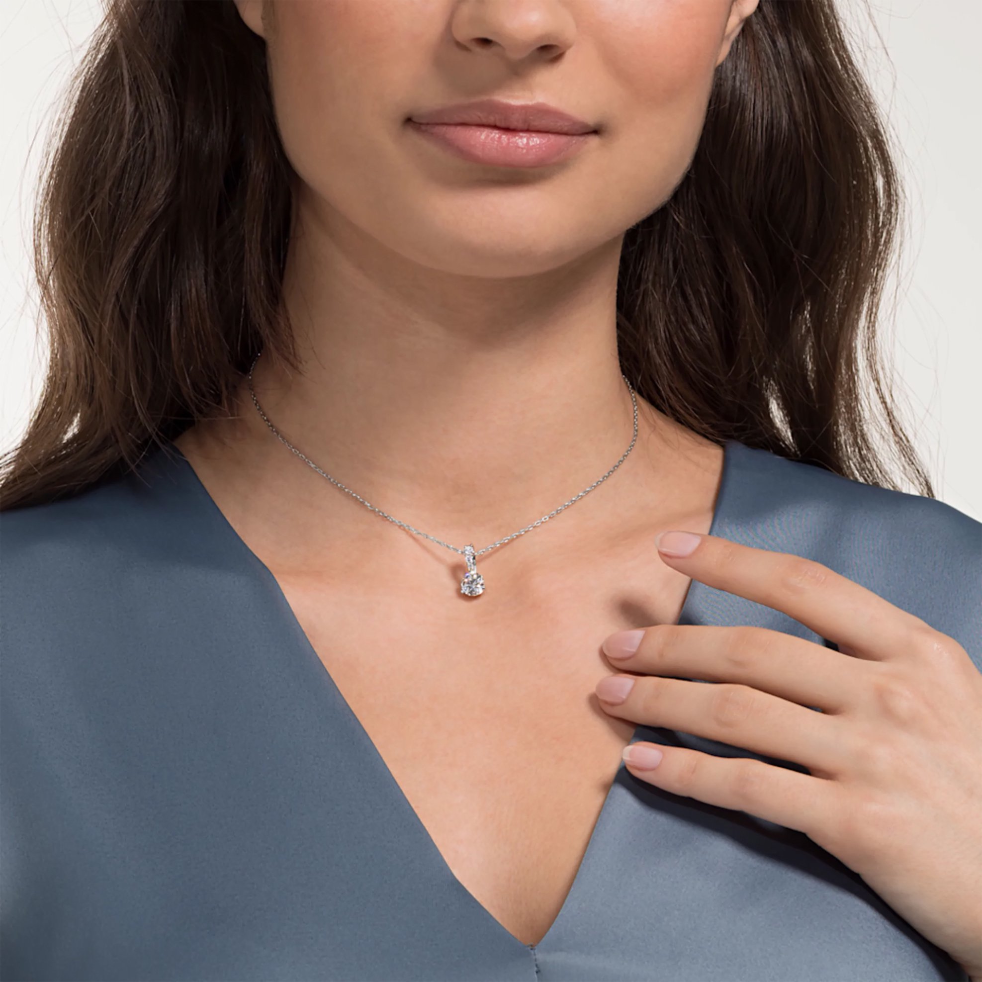 Swarovski Solitaire Pendant, White, Rhodium plated - 5472635