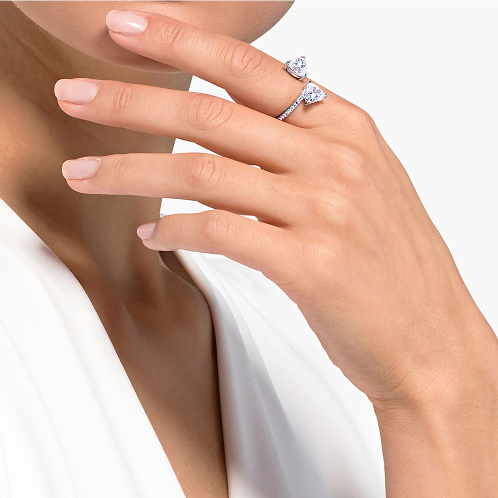 Swarovski Attract Soul Ring Heart White Rhodium Plated (55) - 5512854