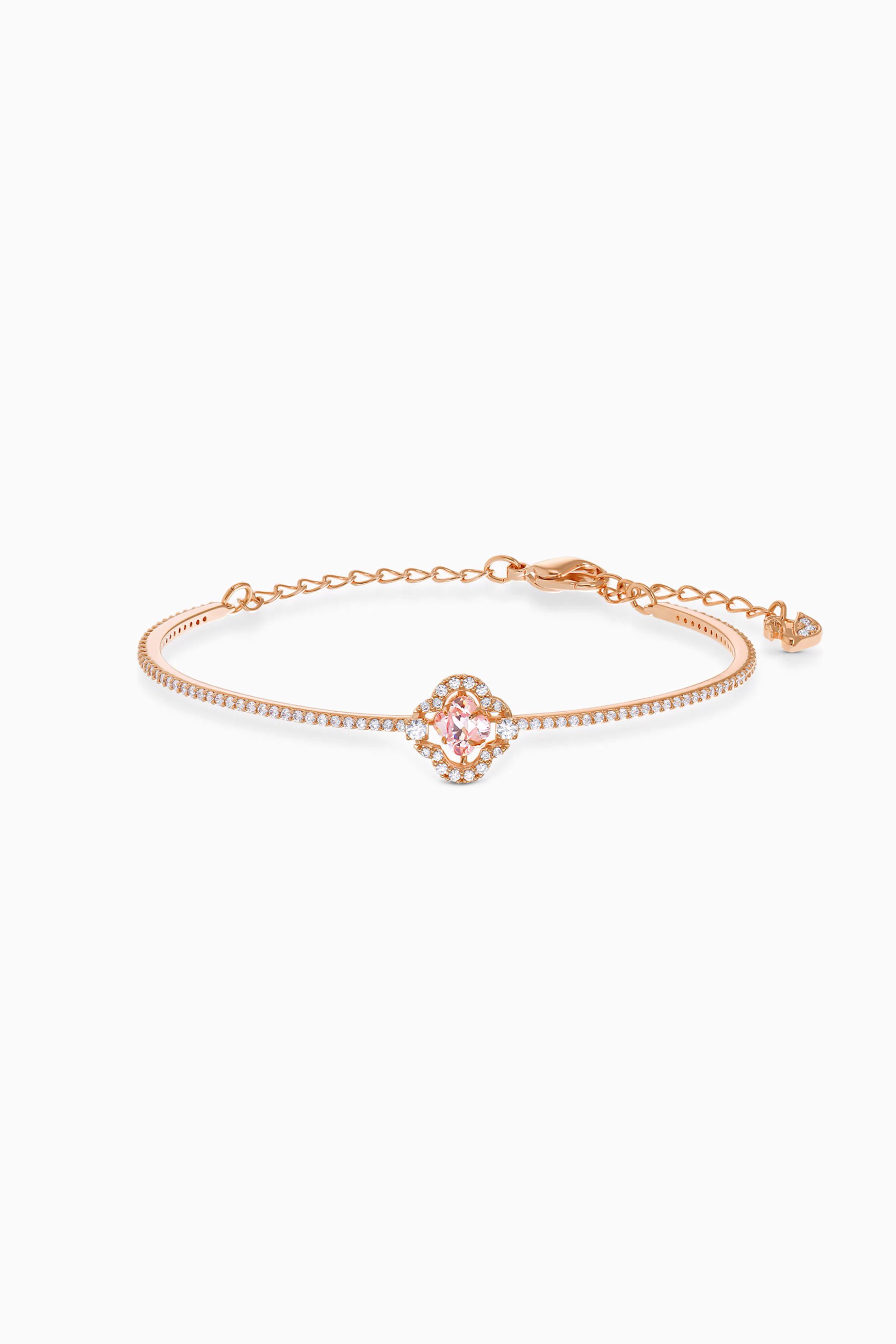 Swarovski Sparkling Dance Clover Bangle, Pink, Rose-gold tone plated - 5516476