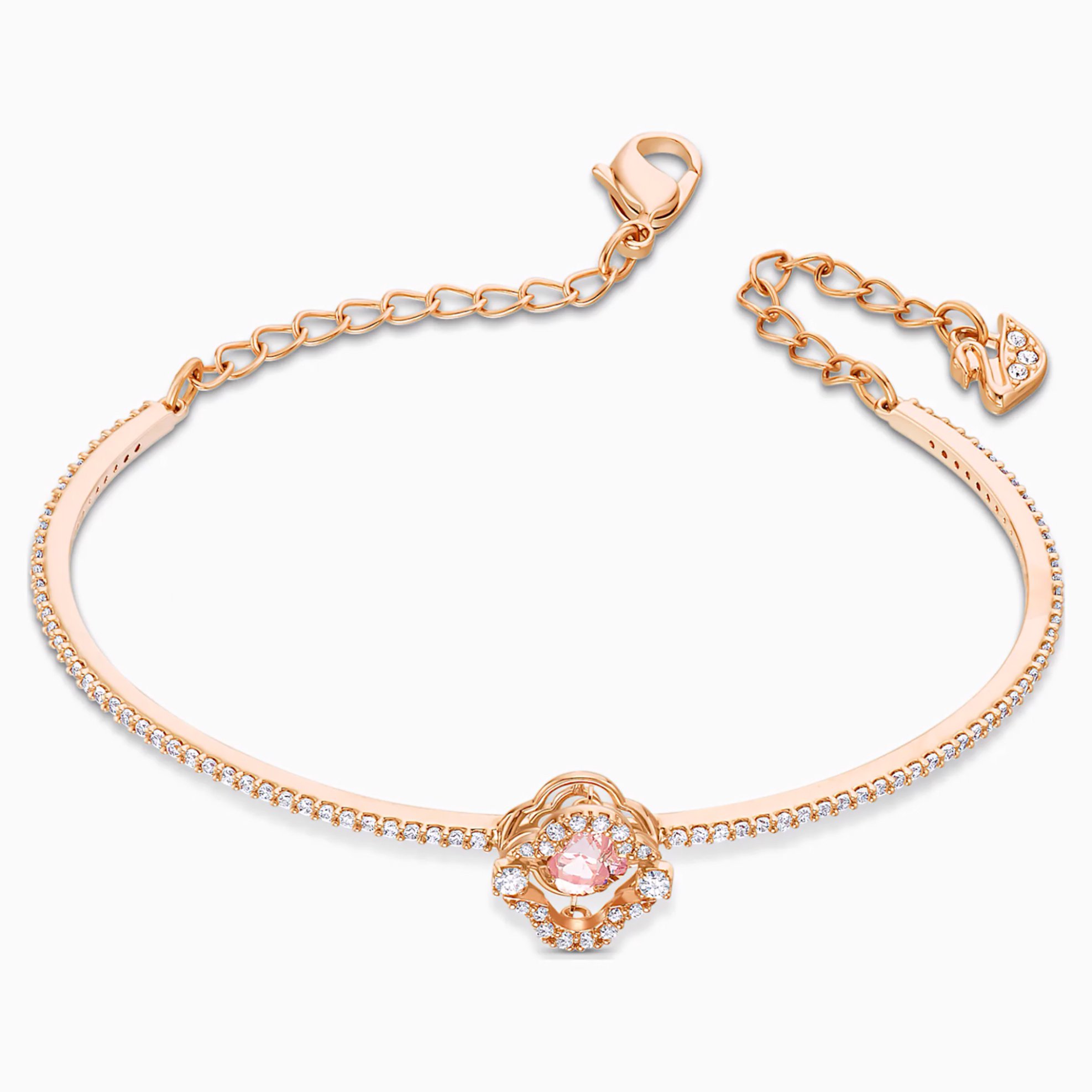 Swarovski Sparkling Dance Clover Bangle Pink Rose-Gold Tone Plated - 5516476