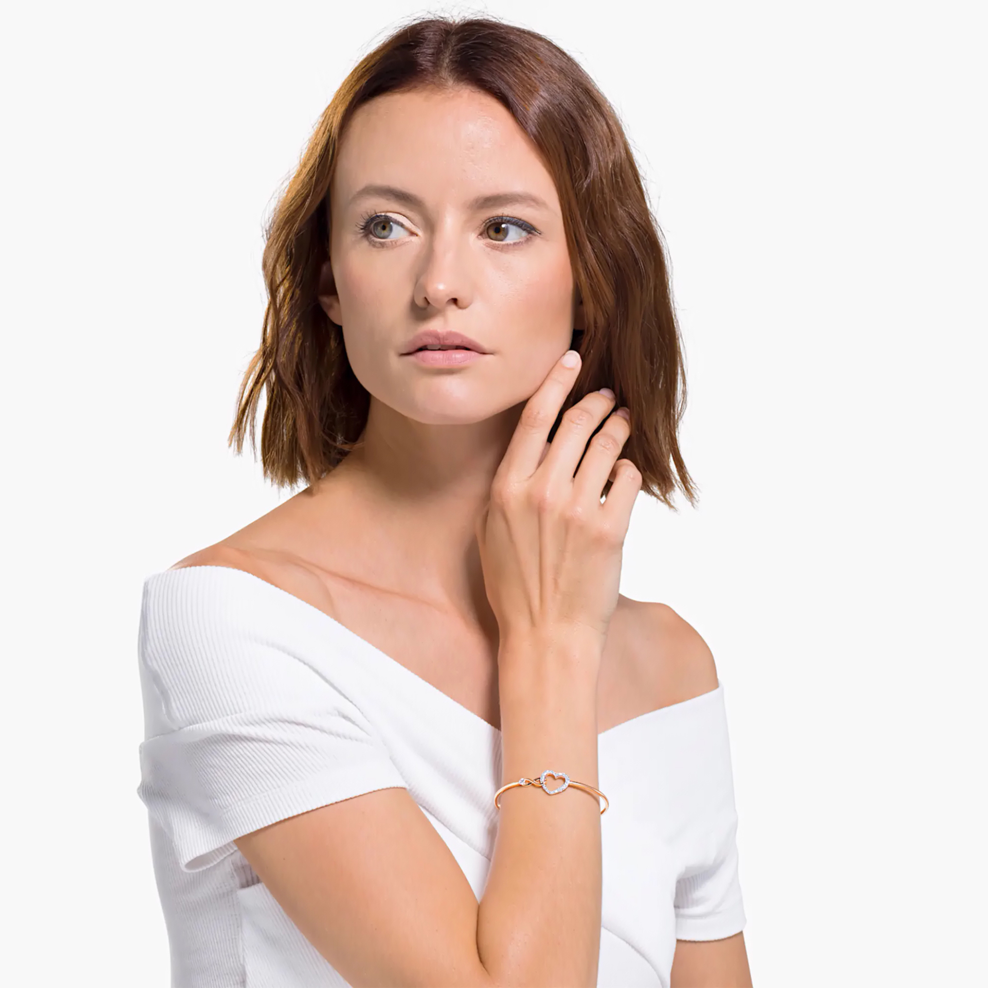 Swarovski Infinity Heart Bangle, White, Mixed metal finish - 5518869