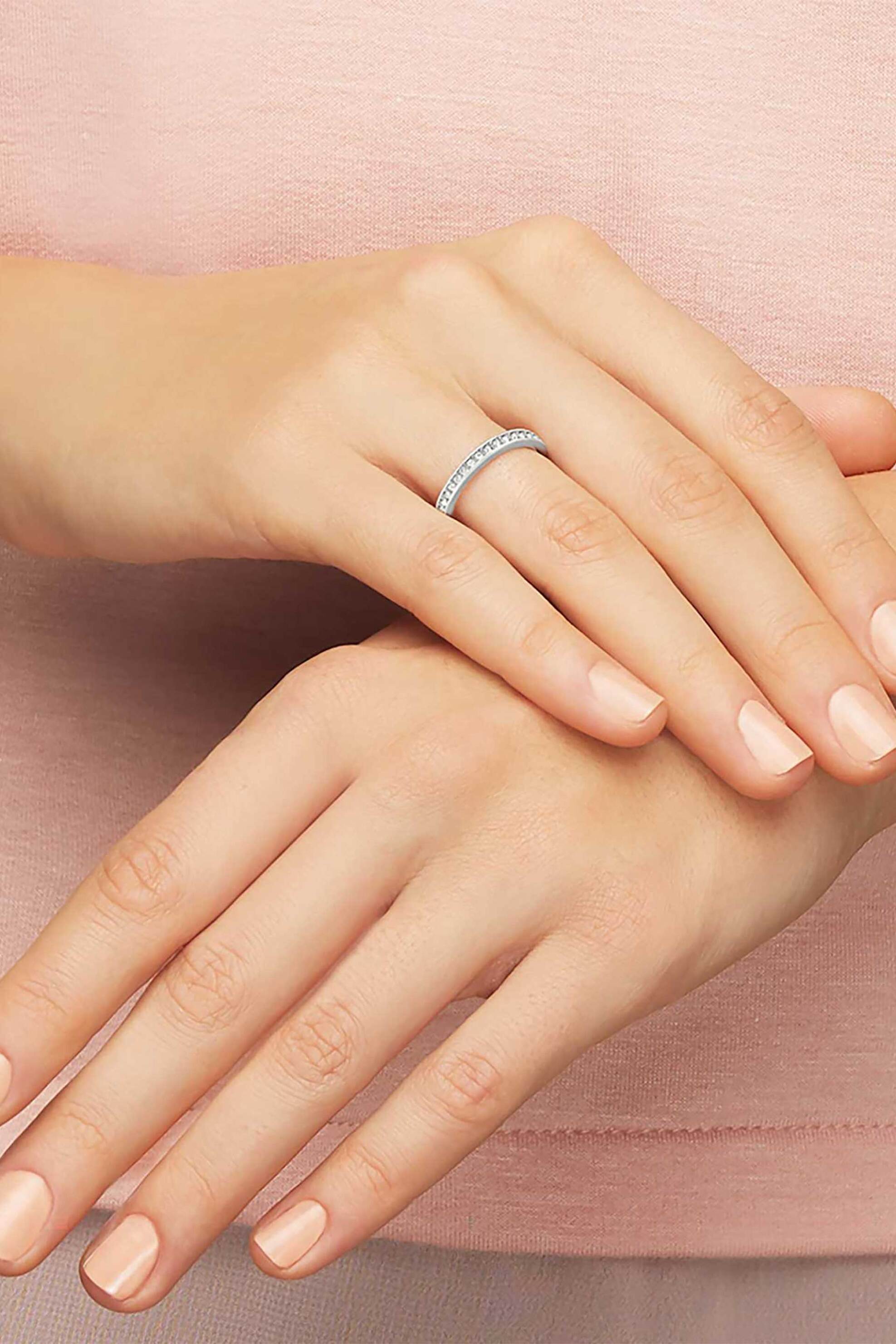 Swarovski γυναικείο δαχτυλίδι λευκό, επιμετάλλωση ροδίου "Matrix" (50) - 1121065 φωτογραφία