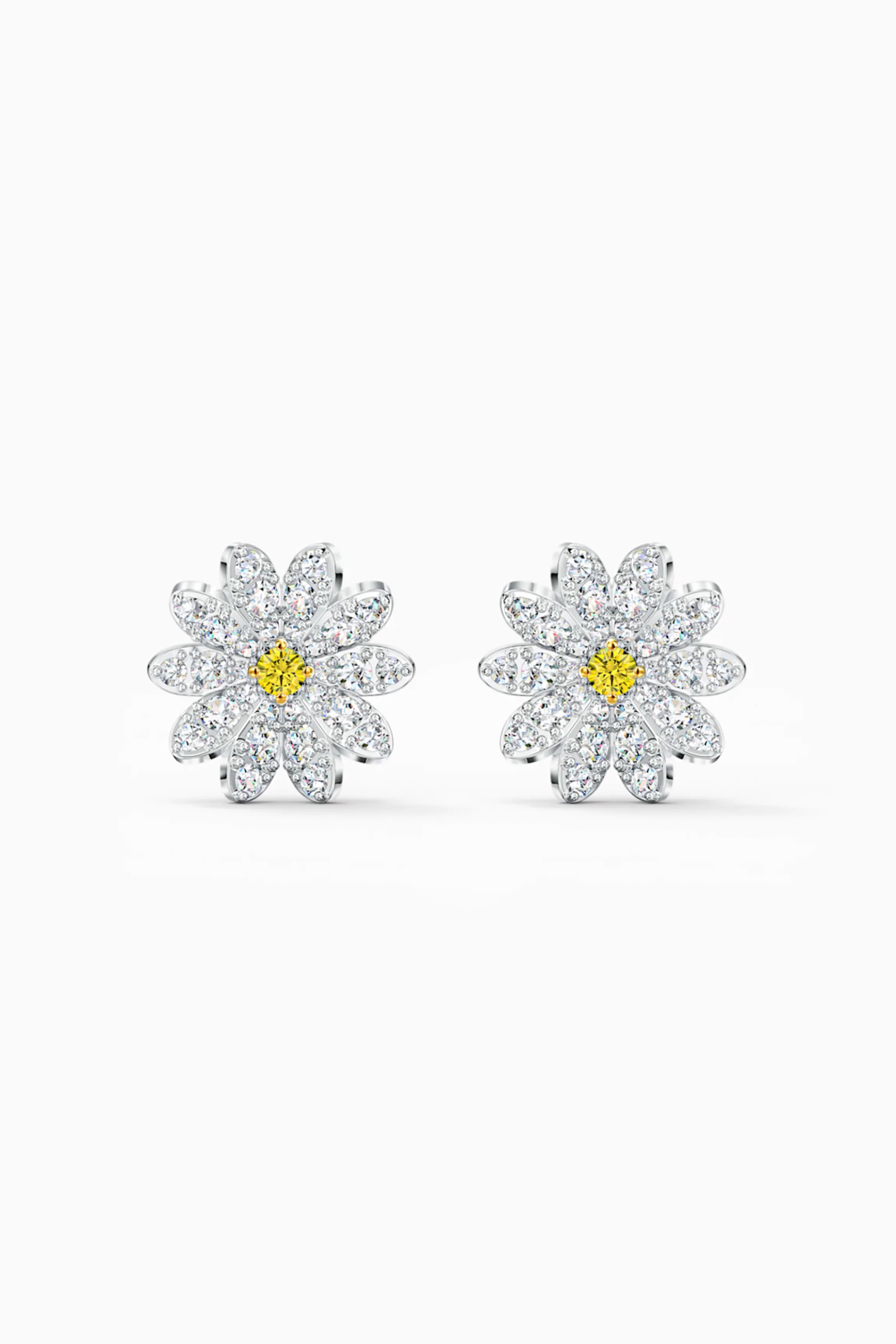 Swarovski Eternal Flower Stud Pierced Earrings, Yellow, Mixed metal finish - 5518145