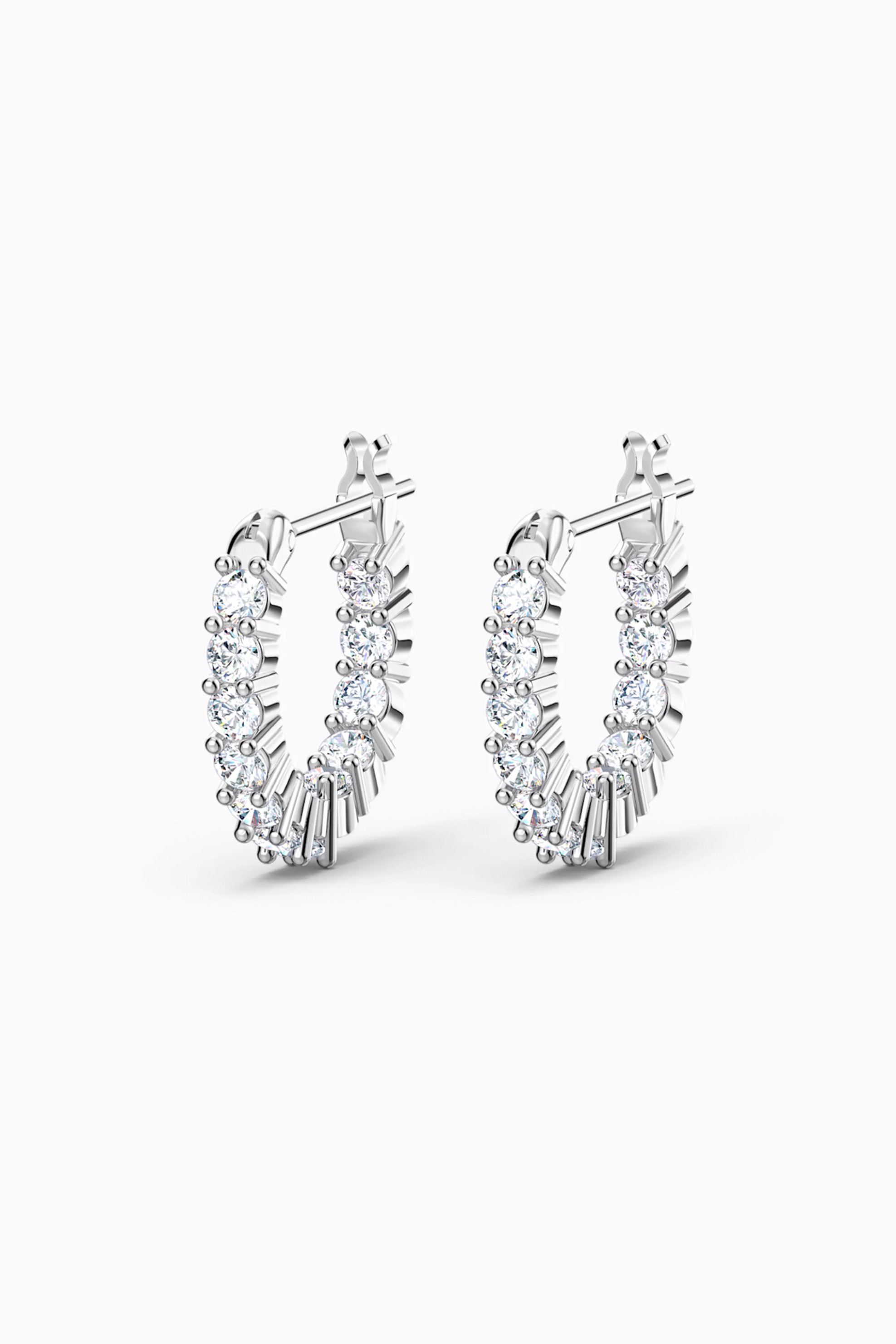 Swarovski Vittore Mini Hoop Pierced Earrings, White, Rhodium plated