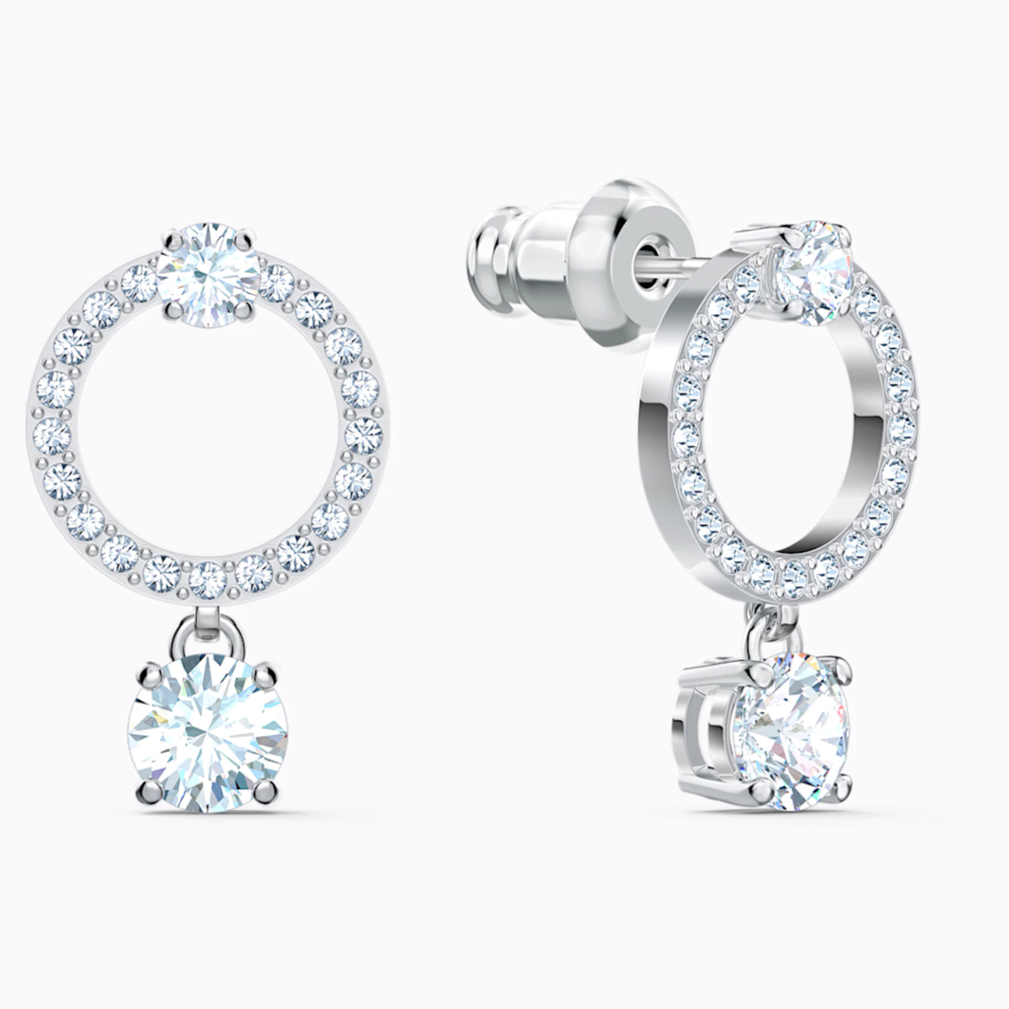 Swarovski Attract Circle Pierced Earrings White Rhodium Plated - 5563278