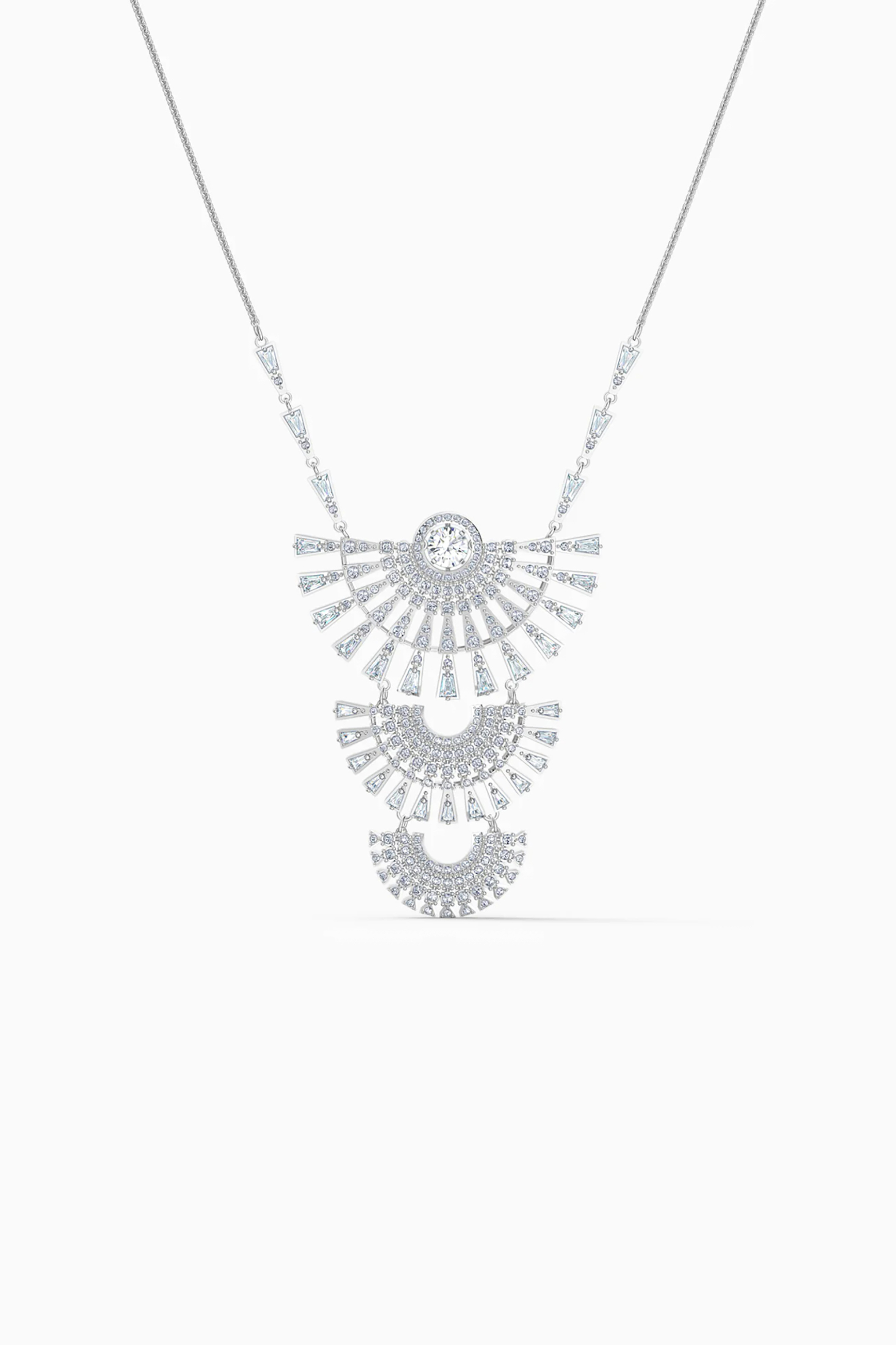 Swarovski Sparkling Dance Dial Up Necklace, Large, White, Rhodium - 5564432