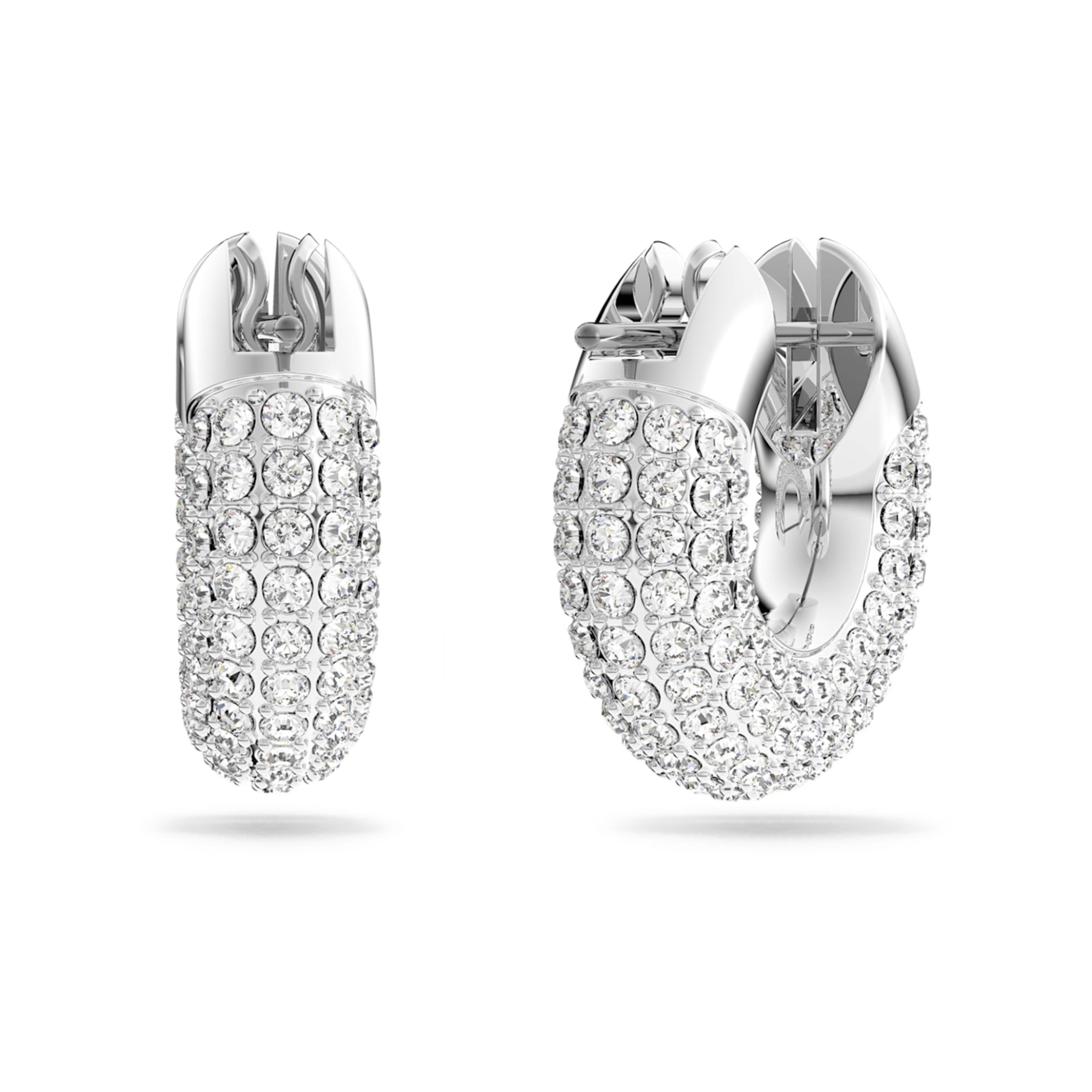 Swarovski Dextera Hoop Earrings Pavé, White, Rhodium Plated - 5618306