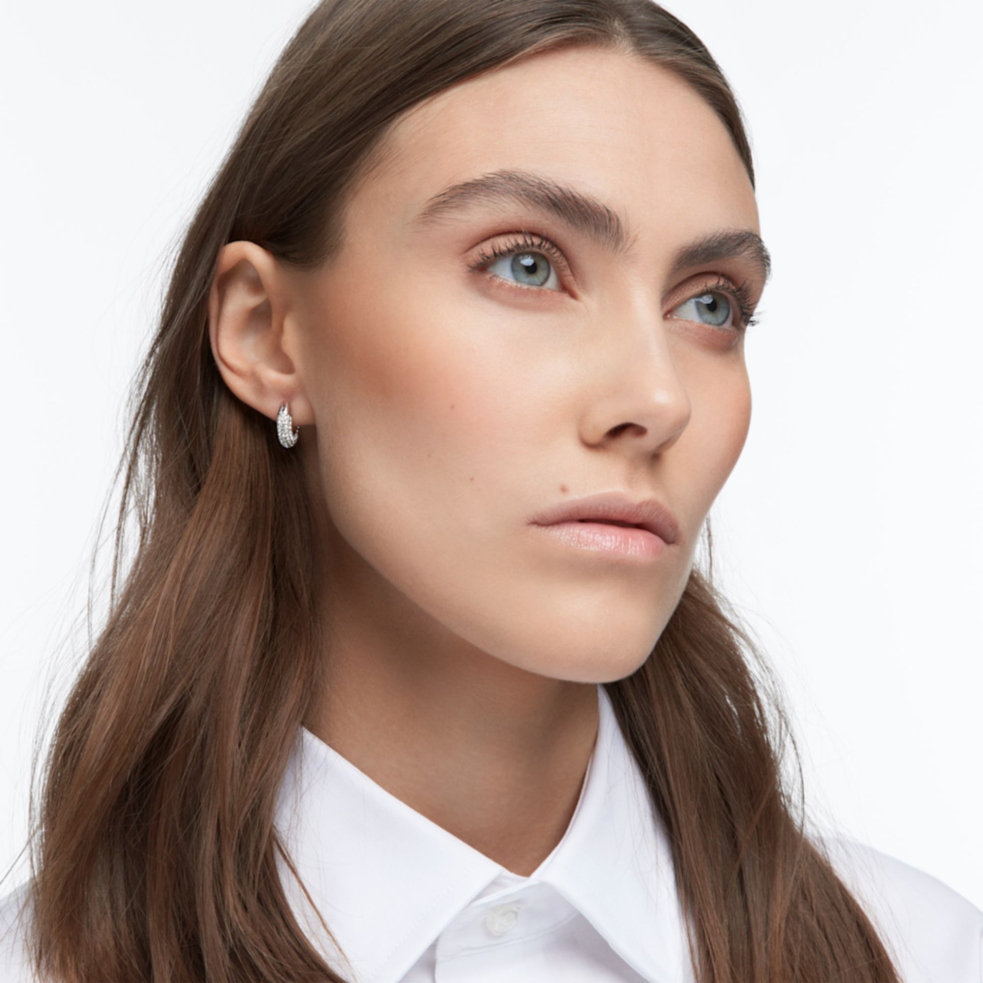 Swarovski Dextera Hoop Earrings Pavé White Rhodium Plated - 5618306