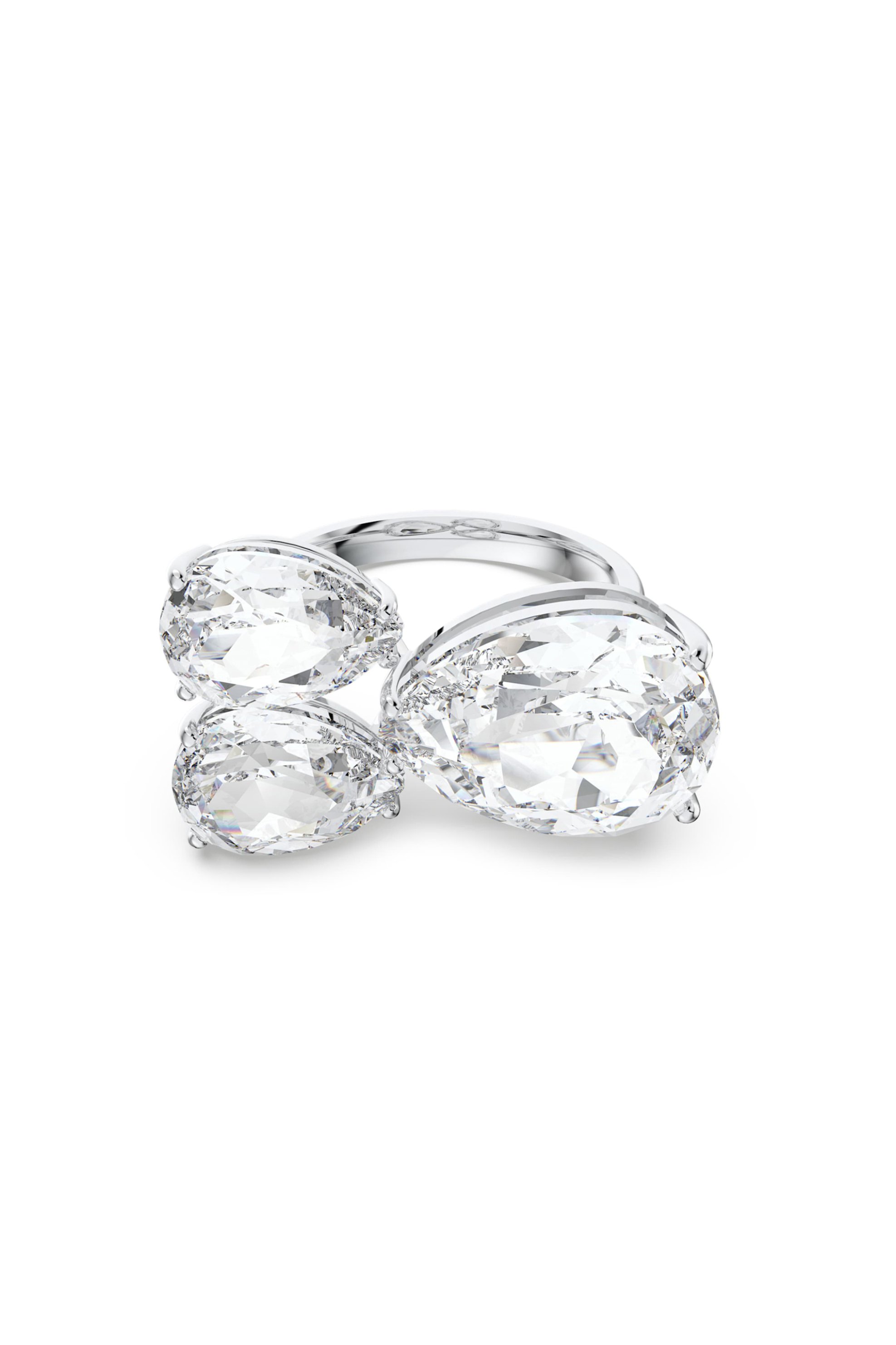 Swarovski Millenia Cocktail Ring Pear Cut Crystals, White, Rhodium Plated - 5609000