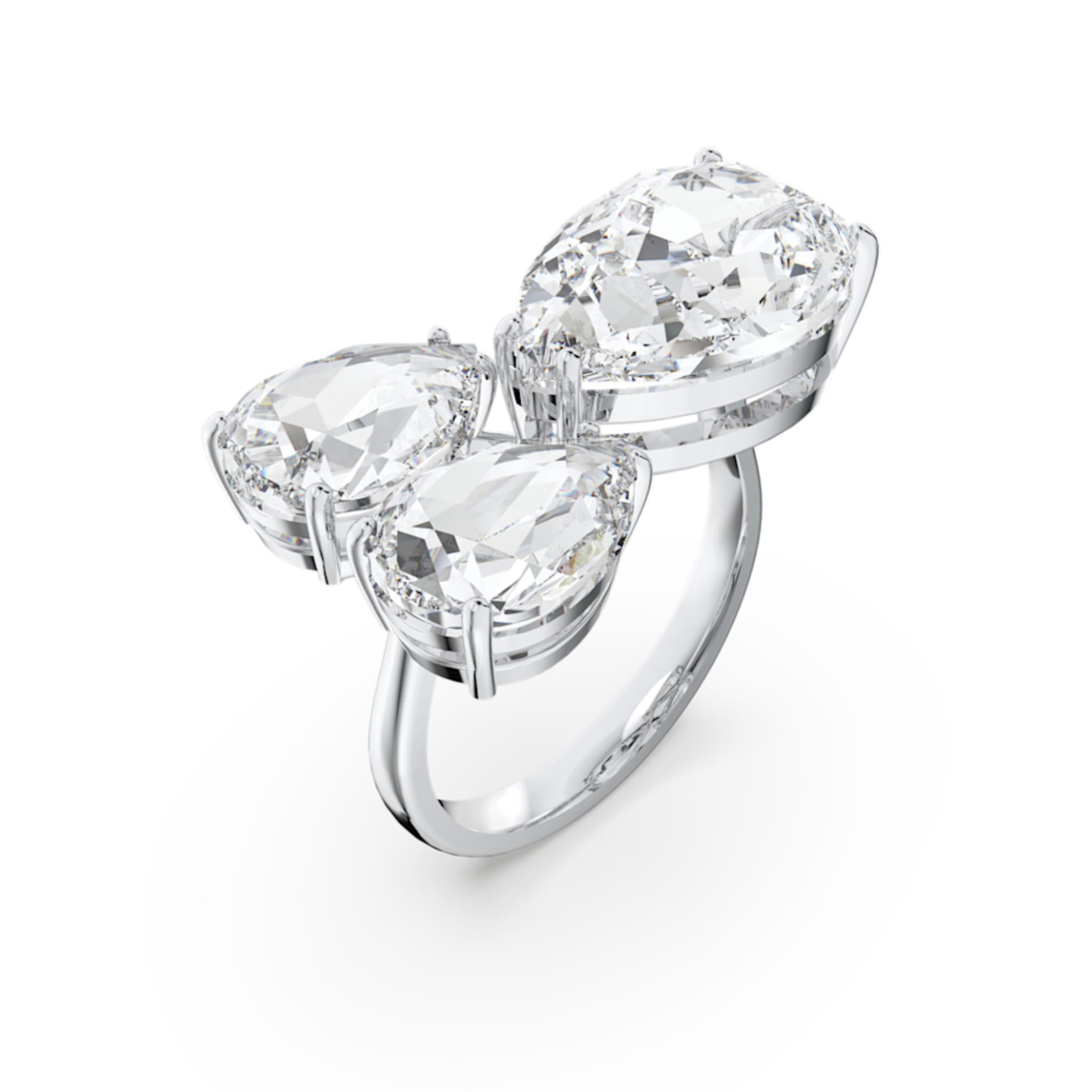 Swarovski Millenia Cocktail Ring Pear Cut Crystals, White, Rhodium Plated - 5609000