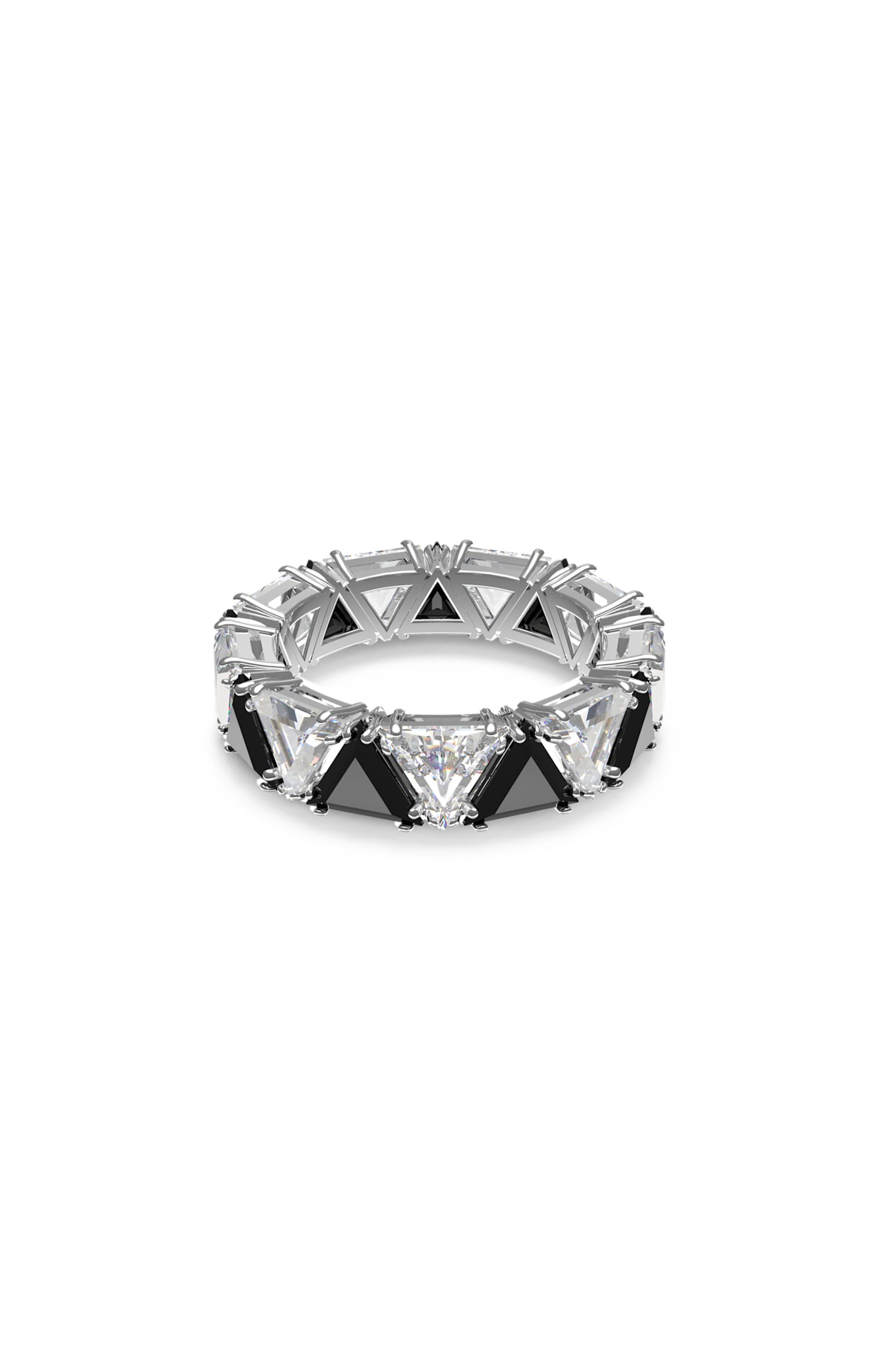 Swarovski Millenia Cocktail Ring Triangle Cut Crystals, Black, Rhodium Plated - 5619153