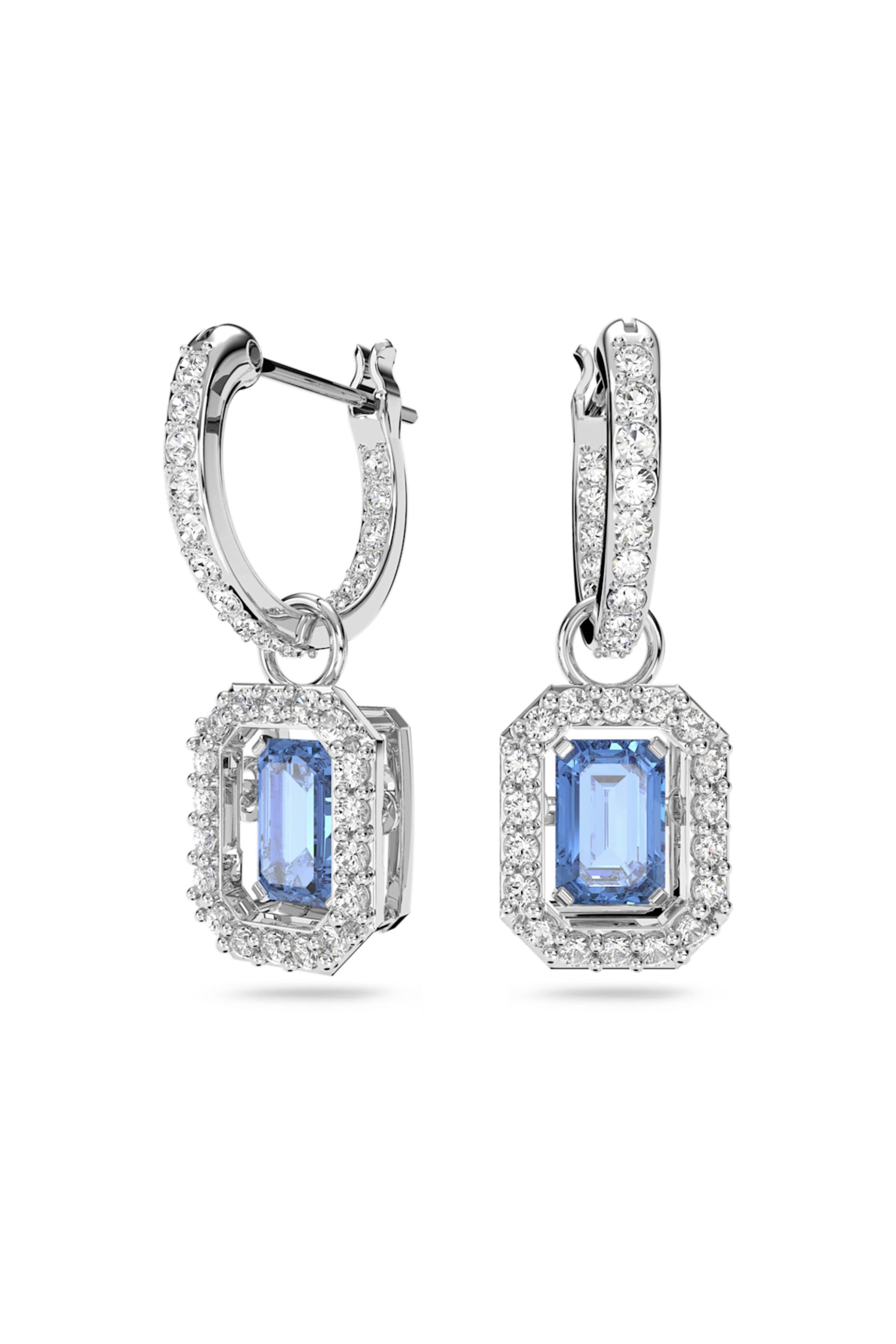 Swarovski Millenia Earrings Octagon Cut Swarovski Zirconia, Blue, Rhodium Plated - 5619500