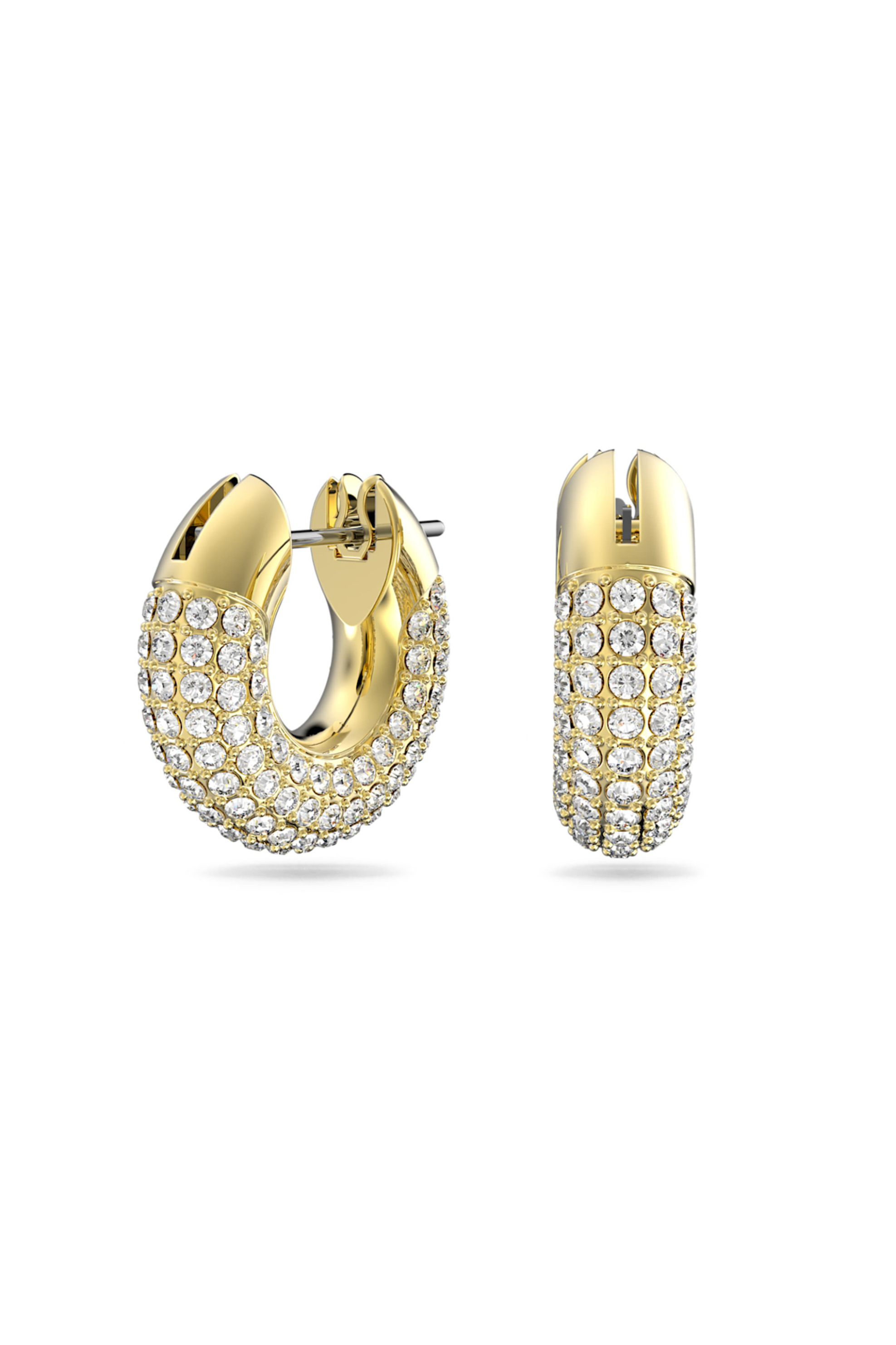 Swarovski Dextera Hoop Earrings Pavé, White, Gold-Tone Plated - 5636530